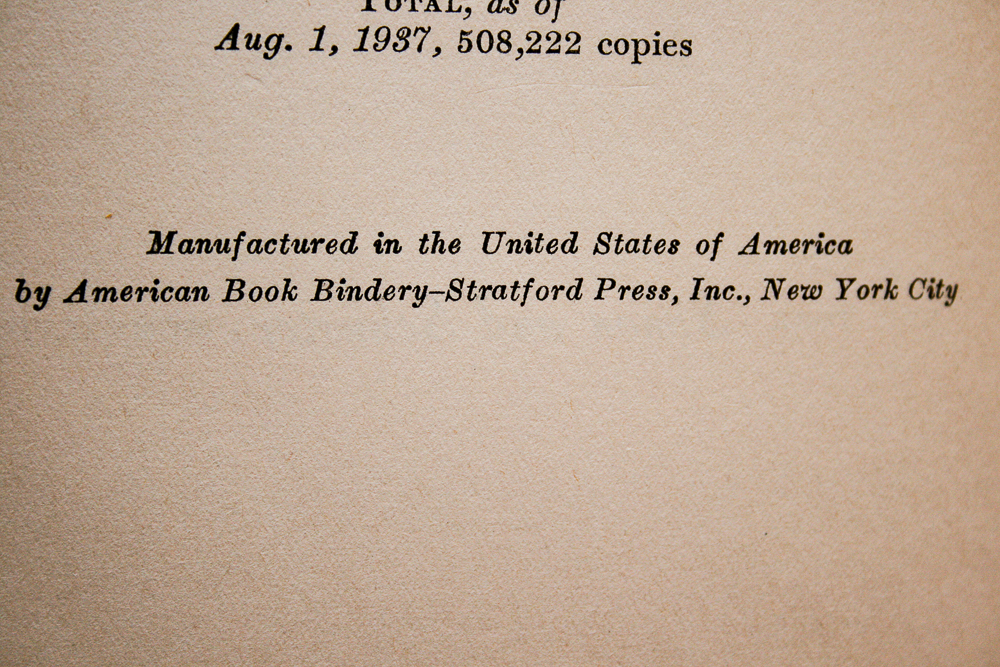 1937 First Edition, Late Printing of  "How to Win Friends and Influence People" by Dale Carnegie