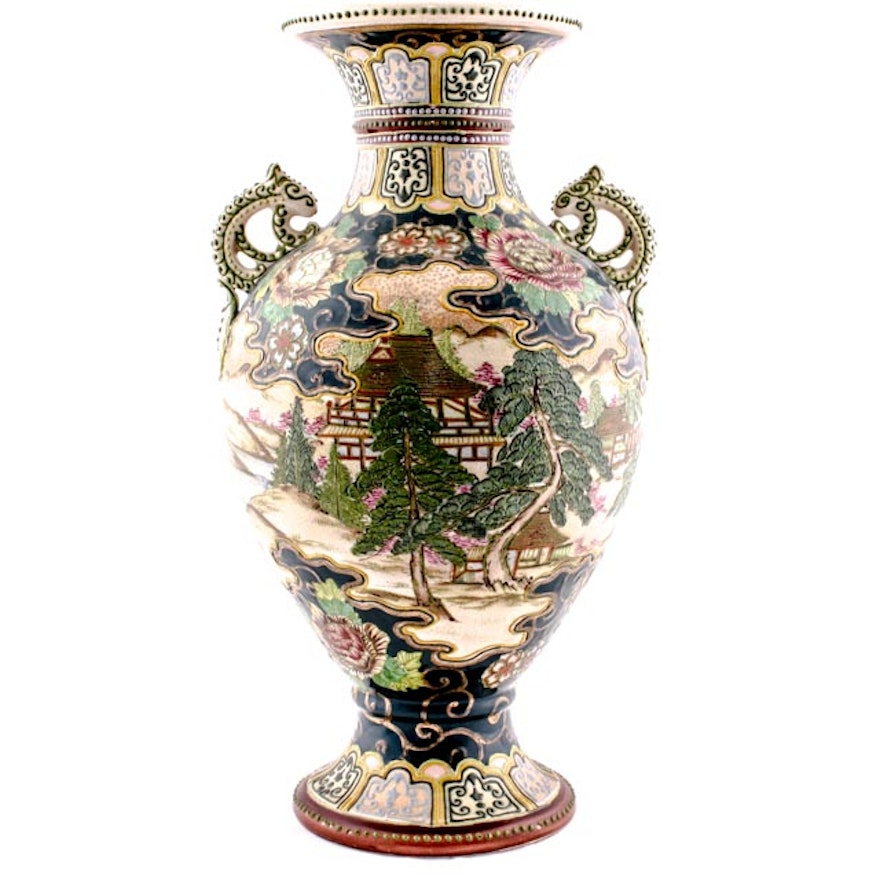 Large Japanese Moriage Vase