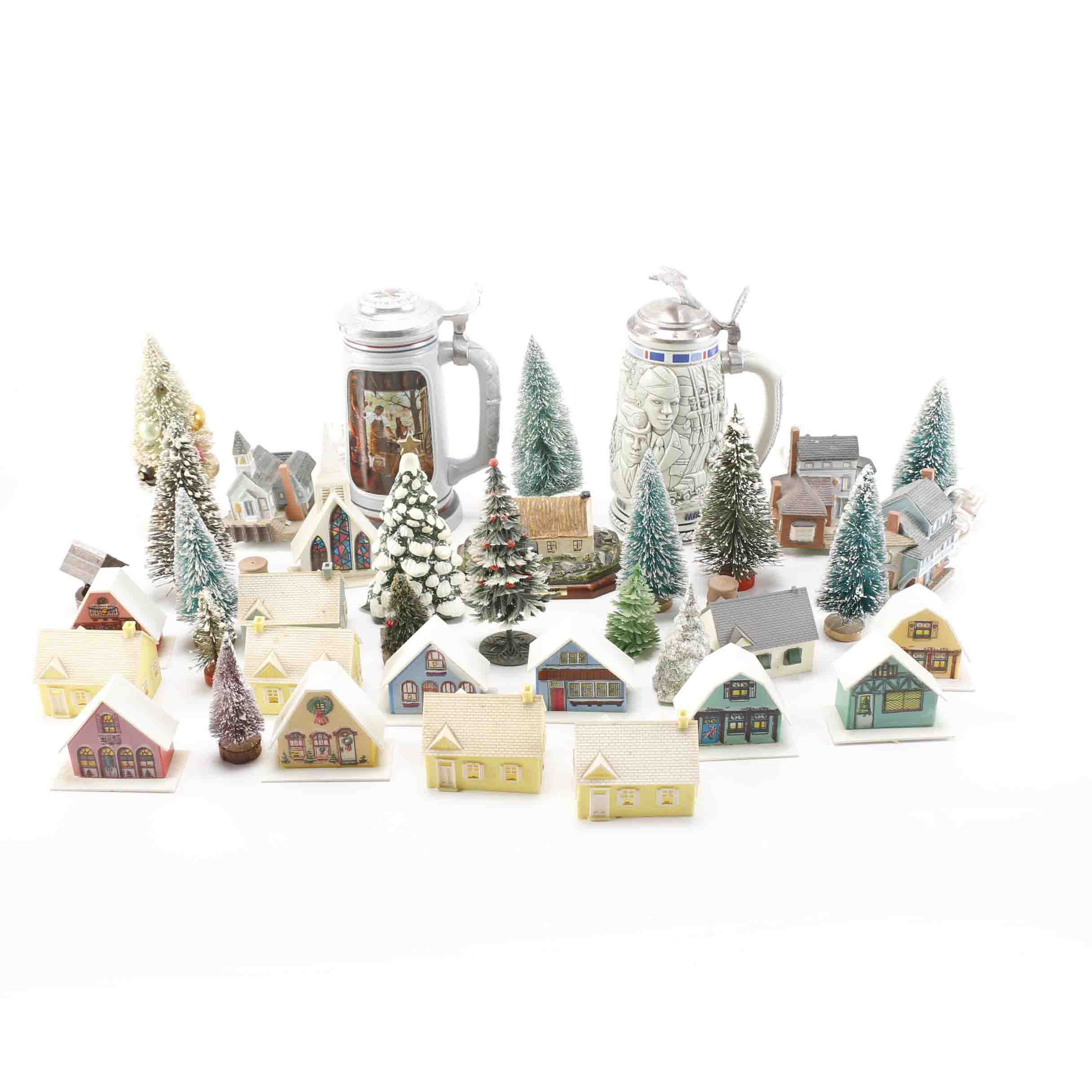 Decorative Village Accessories and Steins Featuring Avon