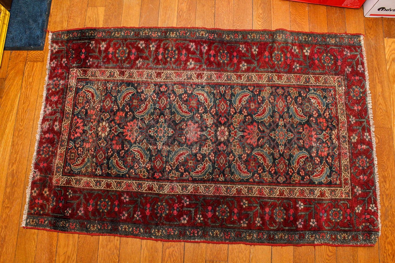 Vintage Hand-Knotted Persian Mina Khani Accent Rug