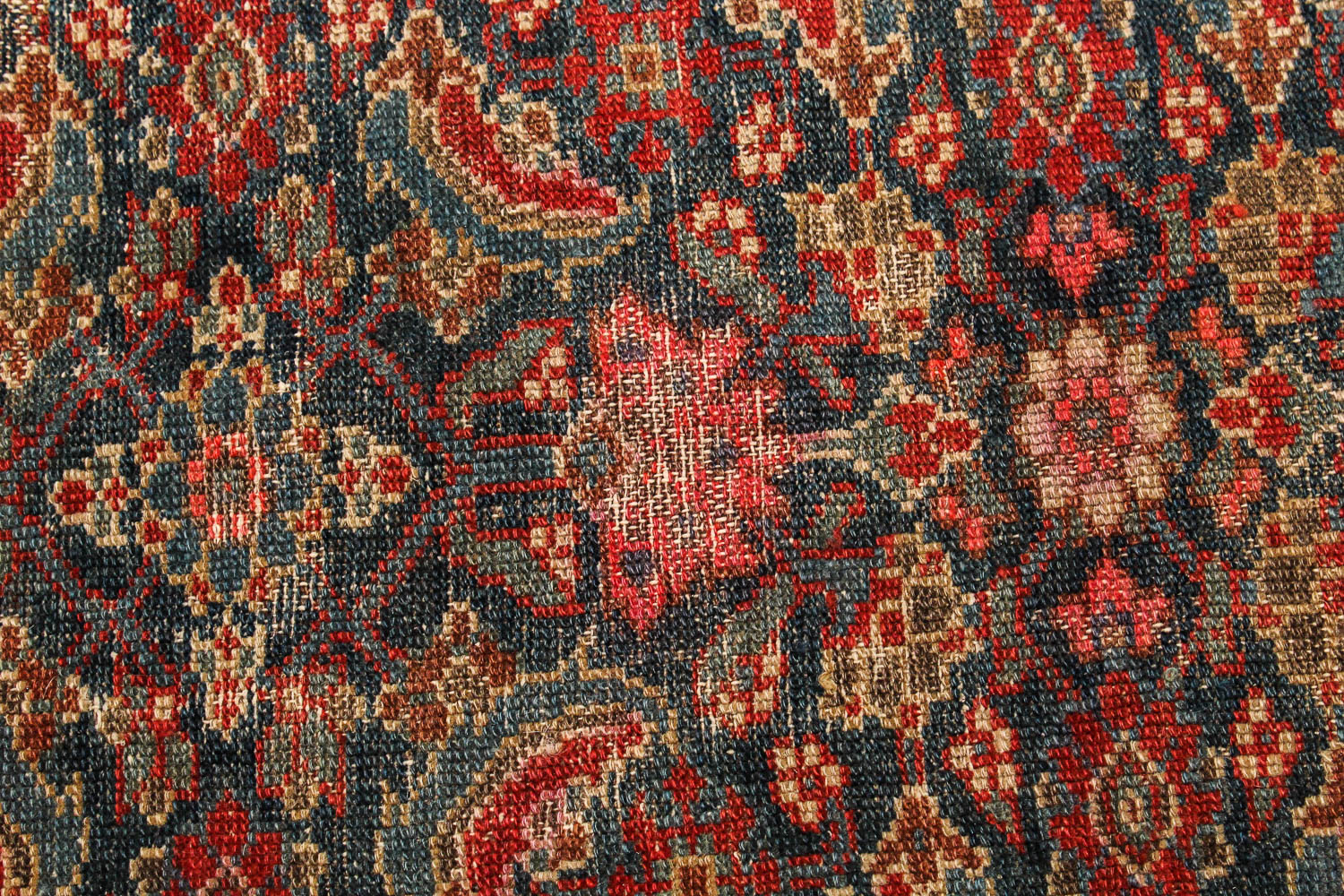 Vintage Hand-Knotted Persian Mina Khani Accent Rug