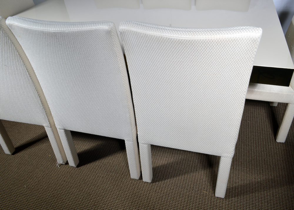 Brass-Accented Dining Table with Eight Chairs