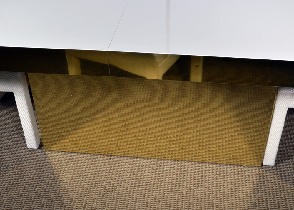 Brass-Accented Dining Table with Eight Chairs