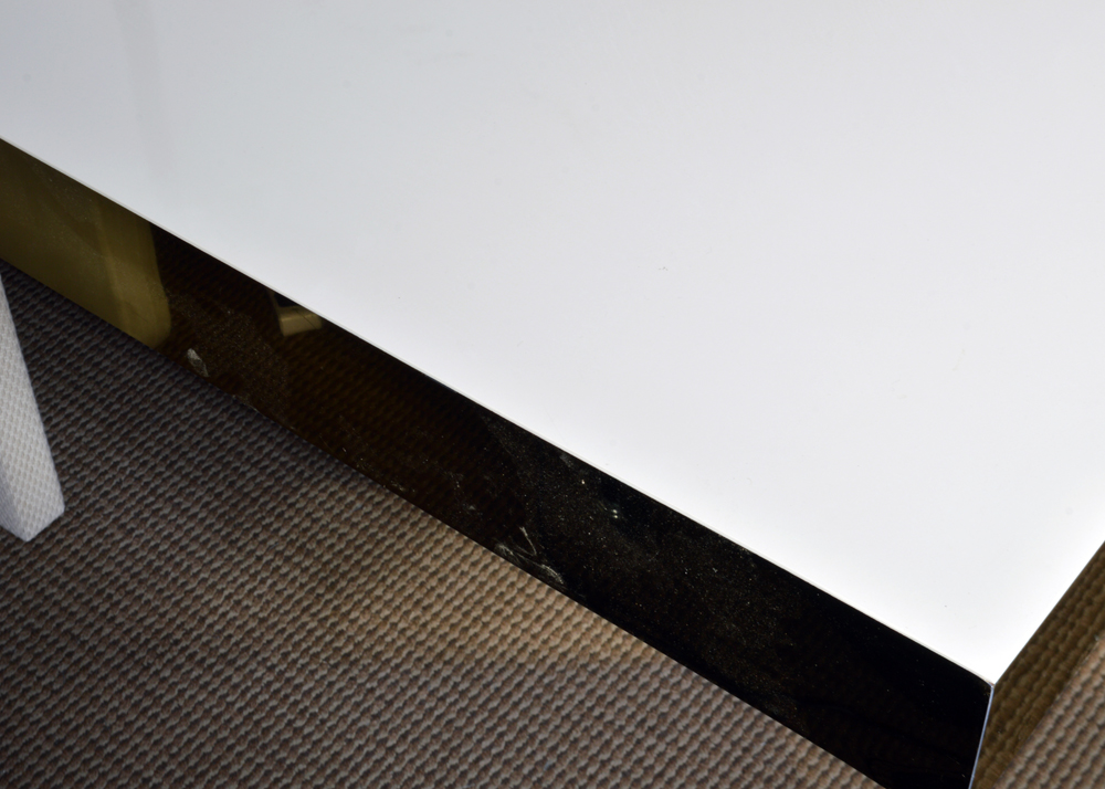 Brass-Accented Dining Table with Eight Chairs