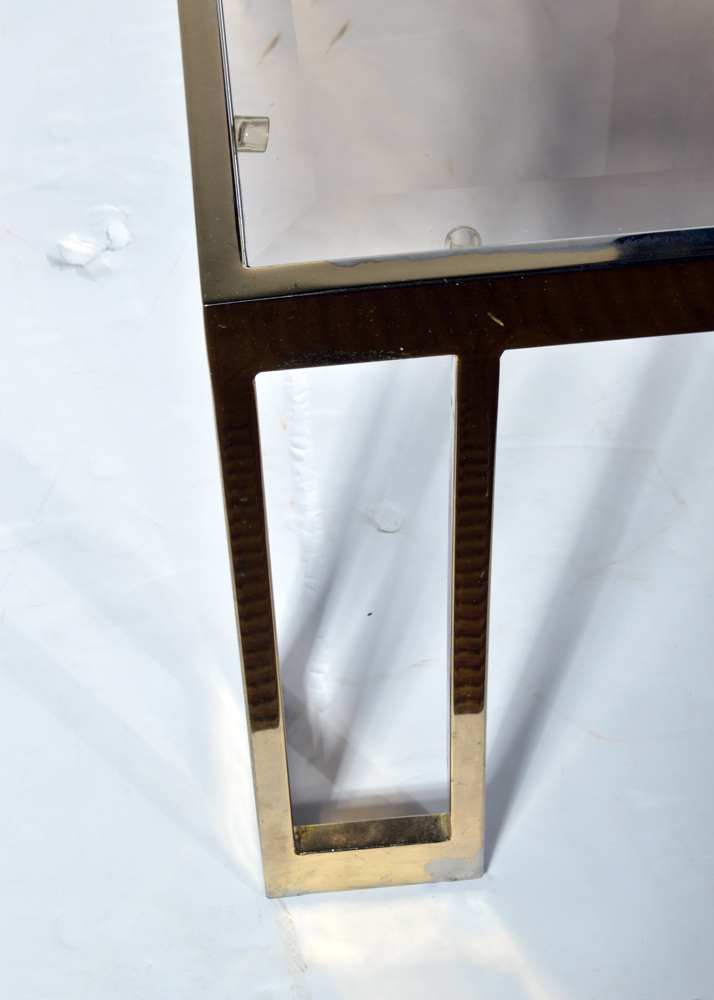 Brass Tone and Glass Coffee Table