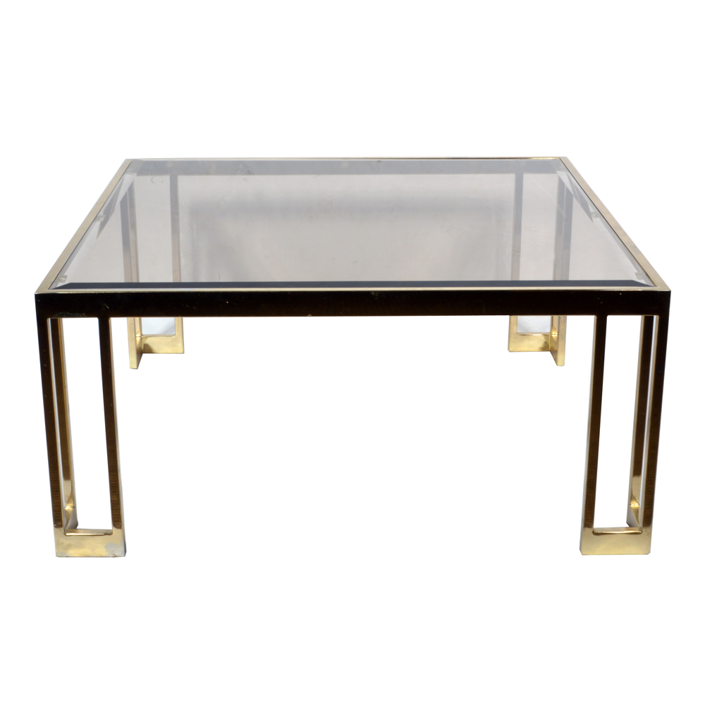 Brass Tone and Glass Coffee Table