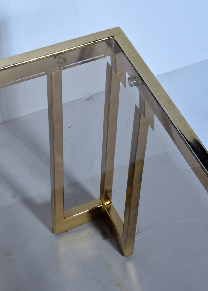 Brass Tone and Glass Coffee Table