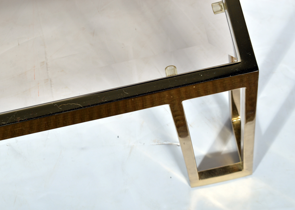 Brass Tone and Glass Coffee Table