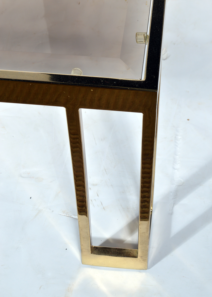 Brass Tone and Glass Coffee Table