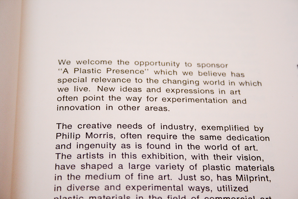 "A Plastic Presence Four Artists in Trans-Vision" Exhibit Book