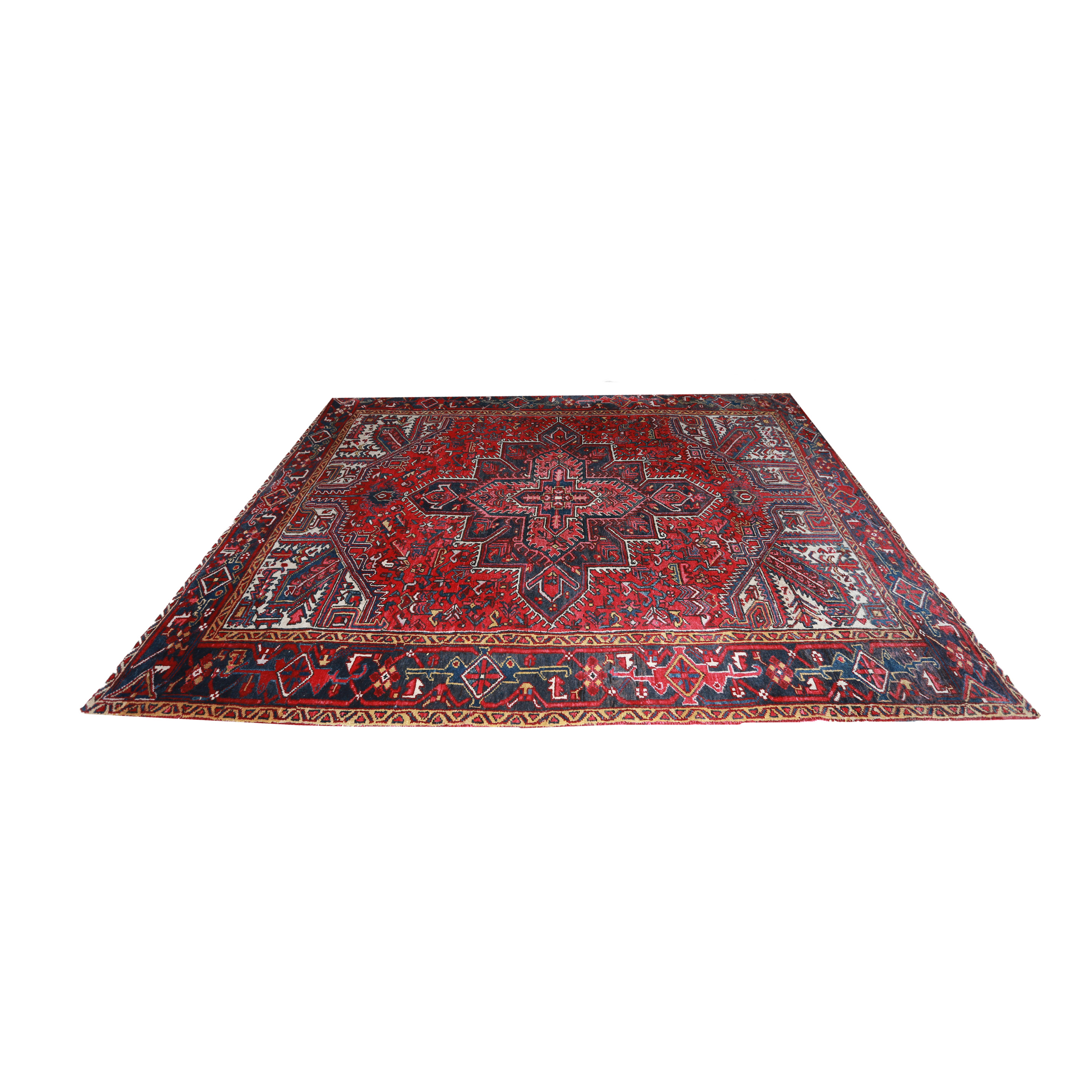 Hand-Knotted Turkish Heriz Area Rug