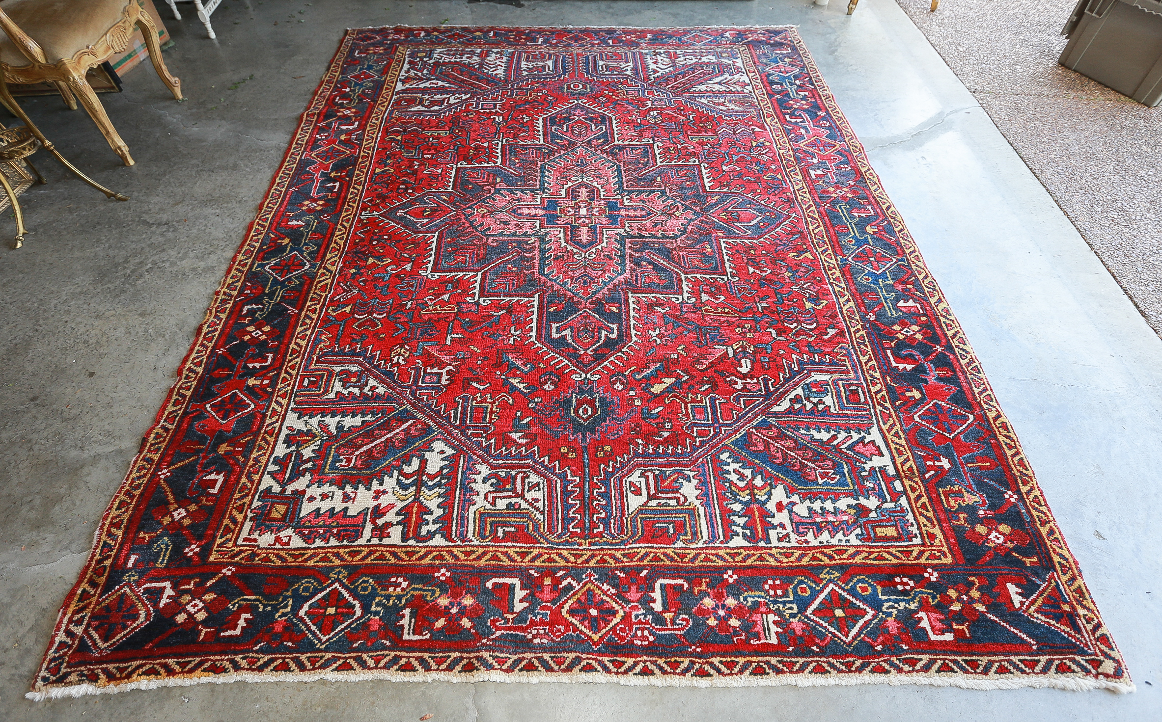Hand-Knotted Turkish Heriz Area Rug