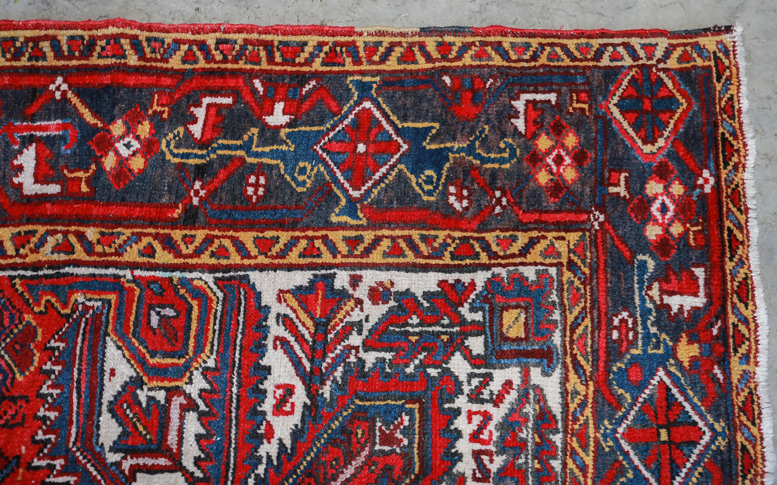 Hand-Knotted Turkish Heriz Area Rug