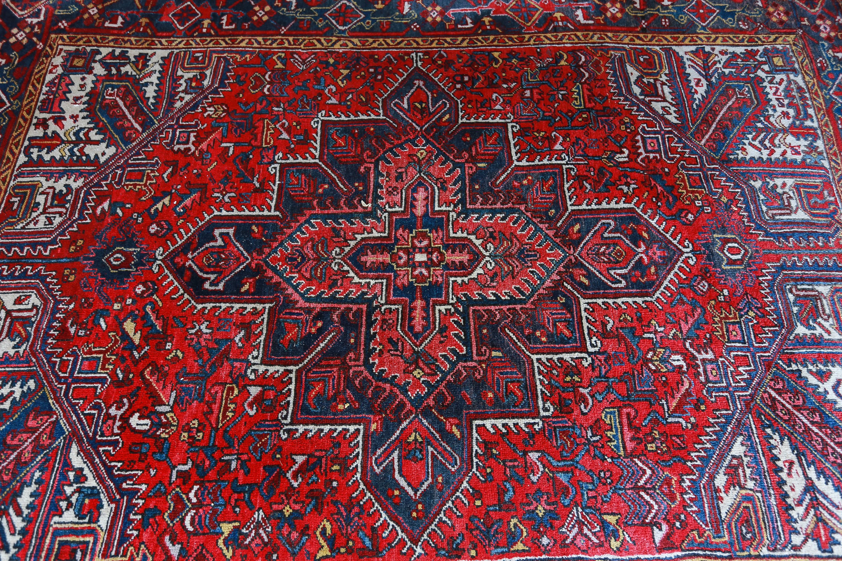 Hand-Knotted Turkish Heriz Area Rug