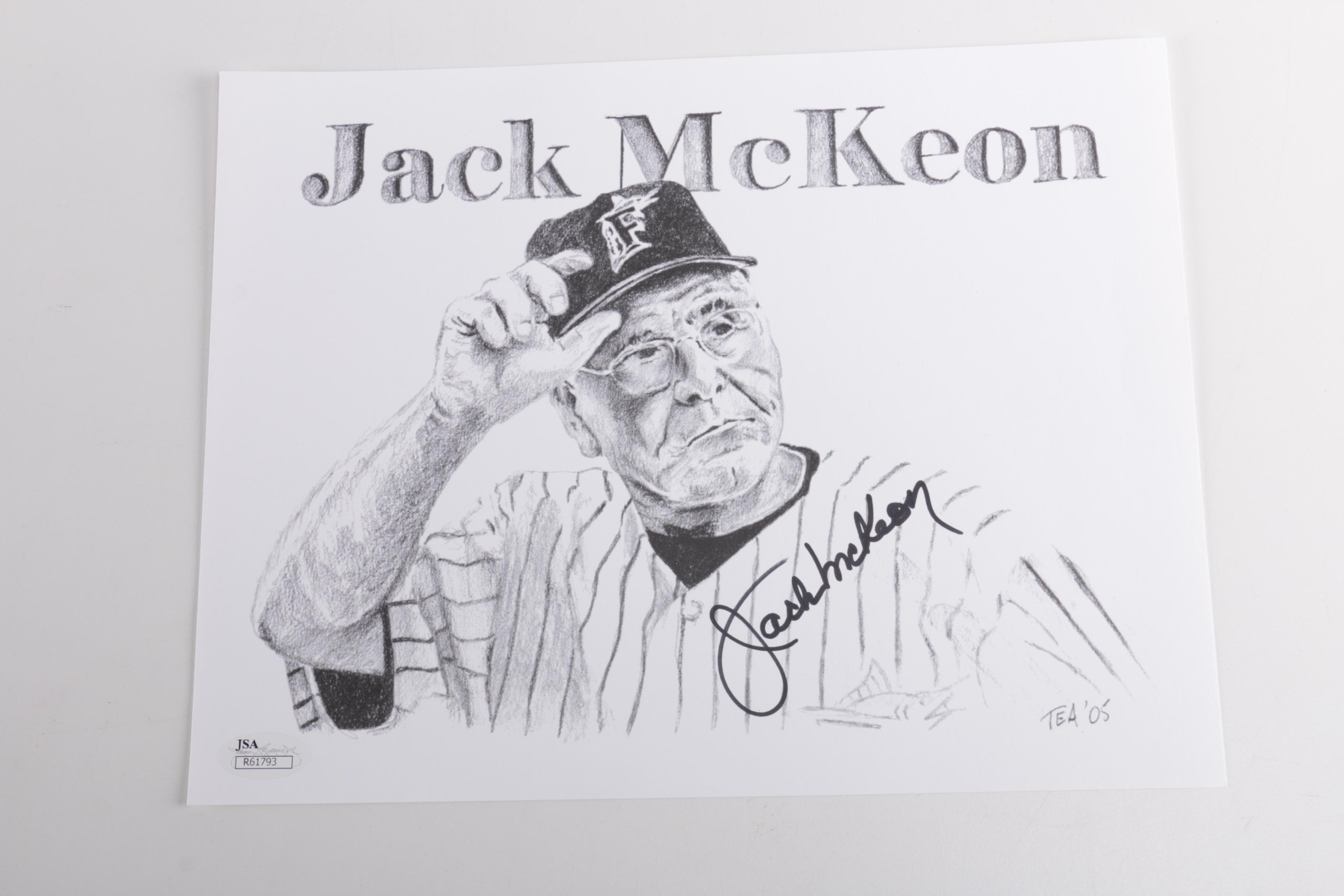 Autographed Halftone Print of Florida Marlins Jack McKeon