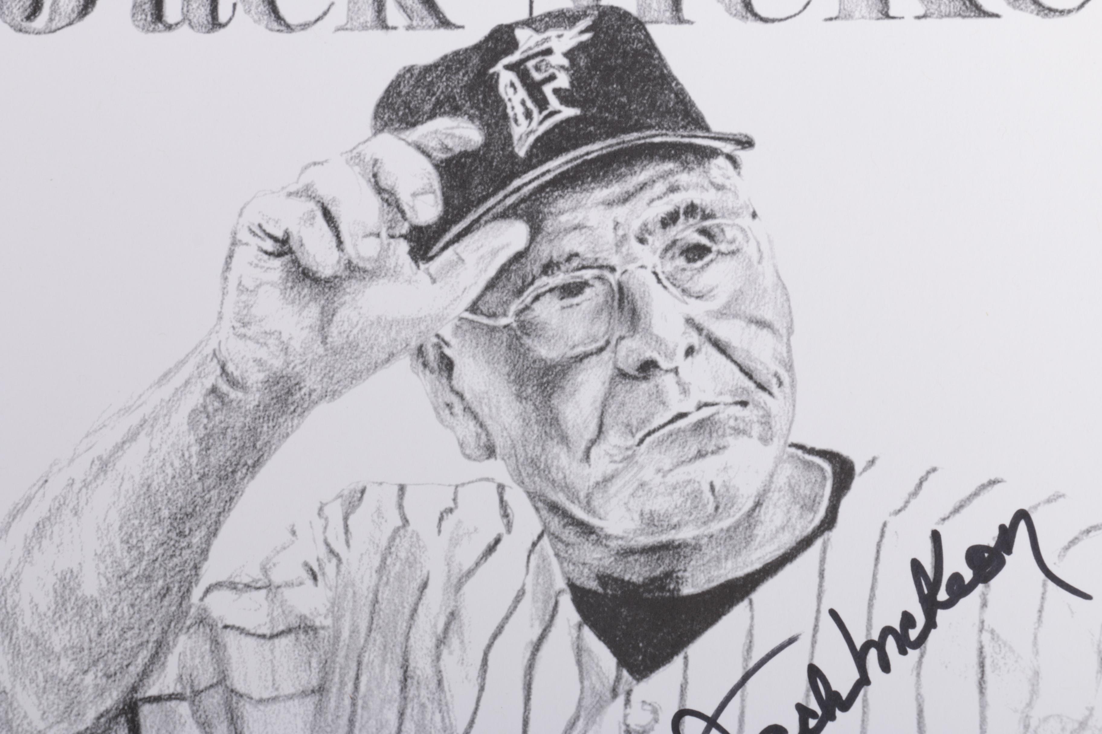 Autographed Halftone Print of Florida Marlins Jack McKeon