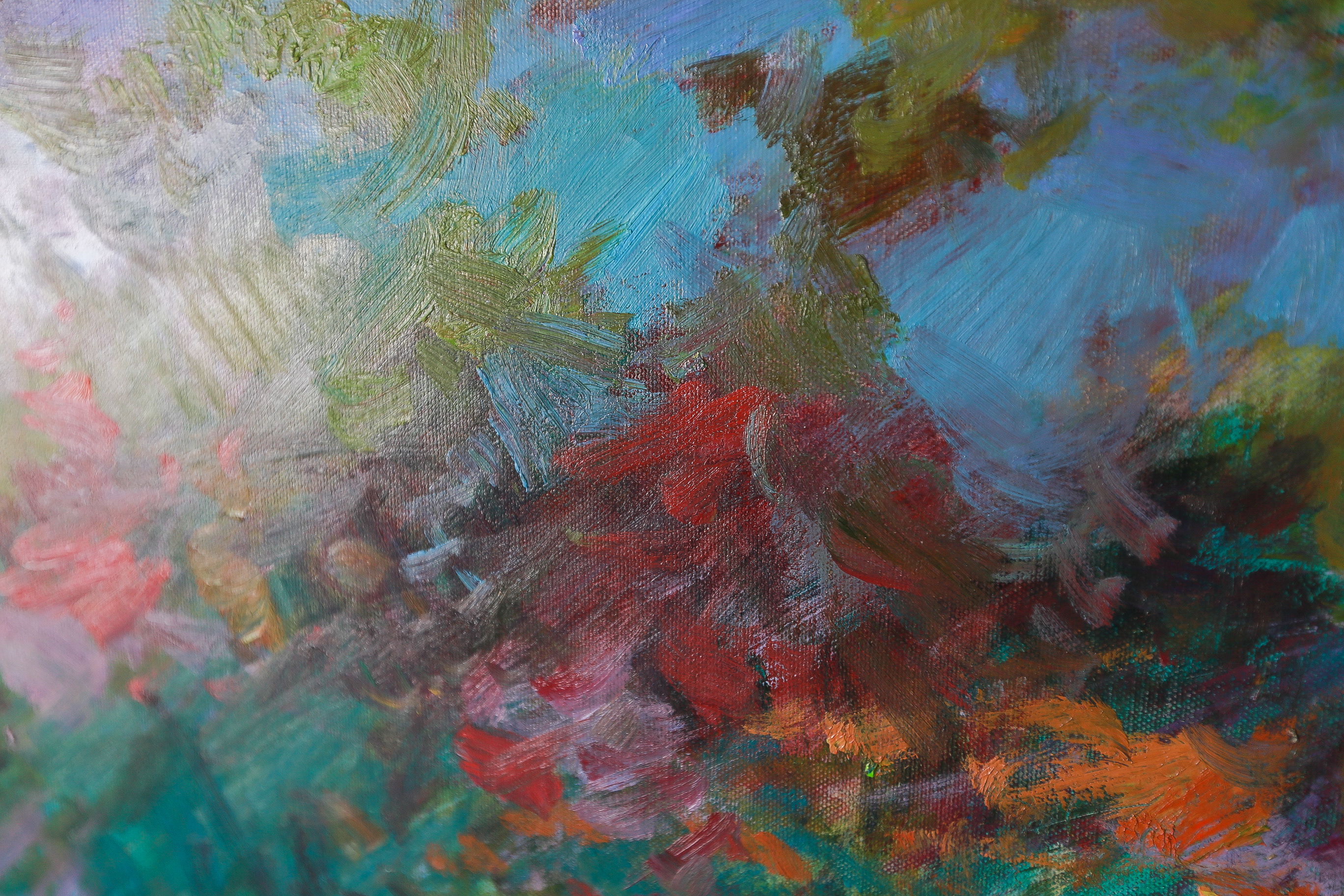 Impressionist Oil Painting on Canvas of Children Gathering Flowers