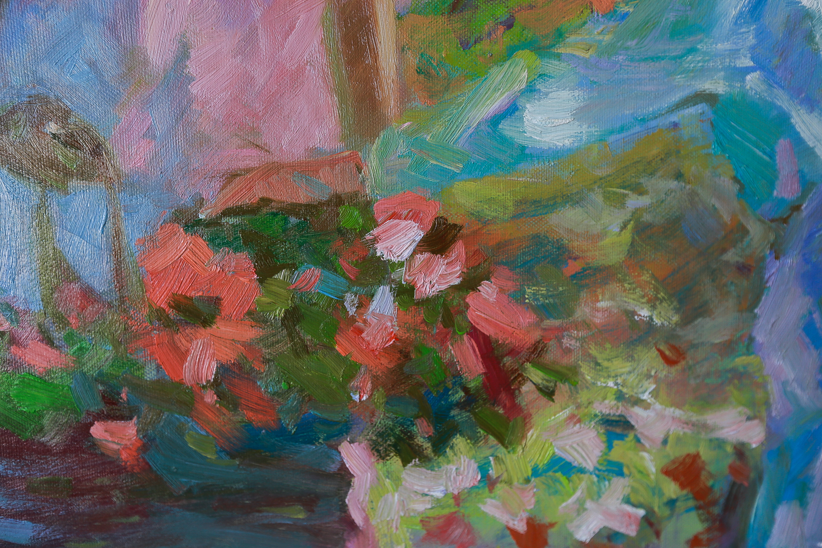 Impressionist Oil Painting on Canvas of Children Gathering Flowers