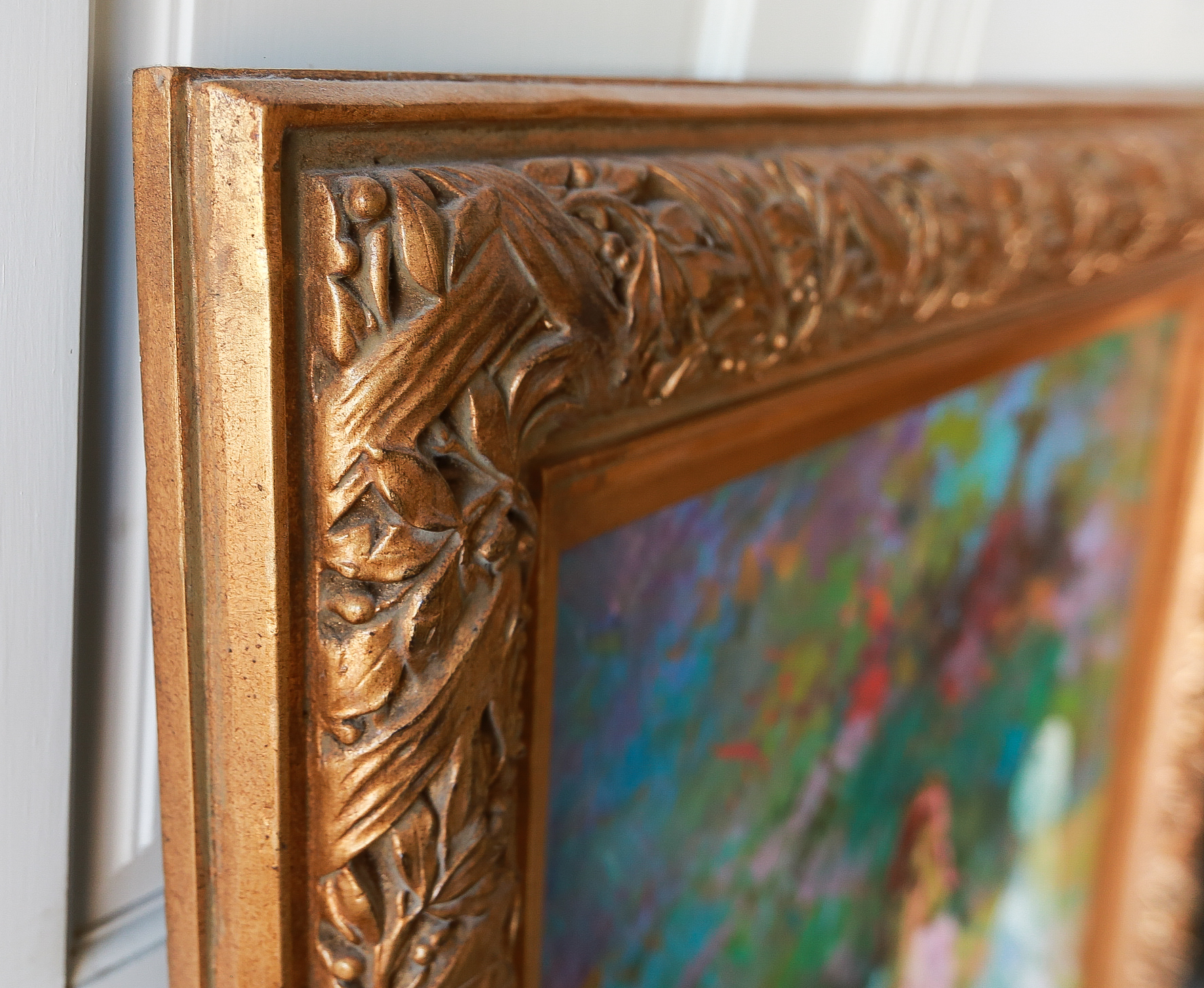 Impressionist Oil Painting on Canvas of Children Gathering Flowers