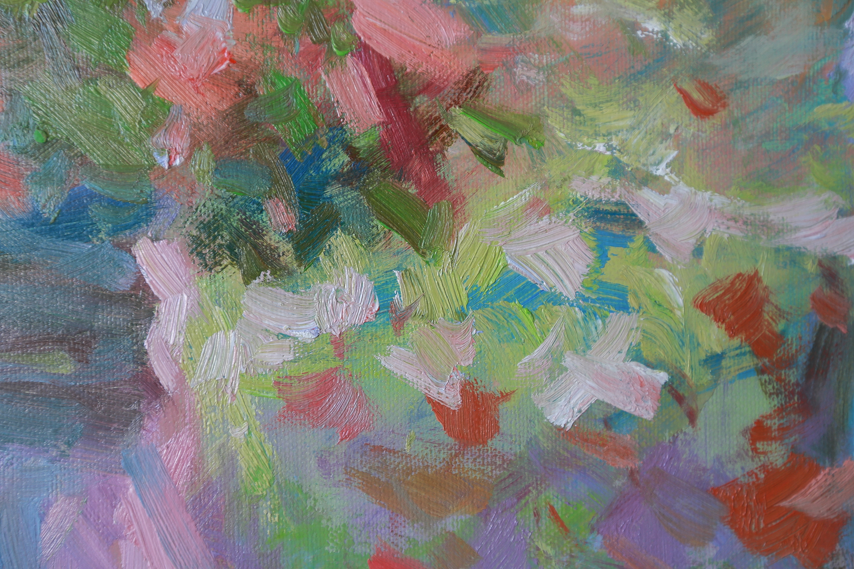 Impressionist Oil Painting on Canvas of Children Gathering Flowers