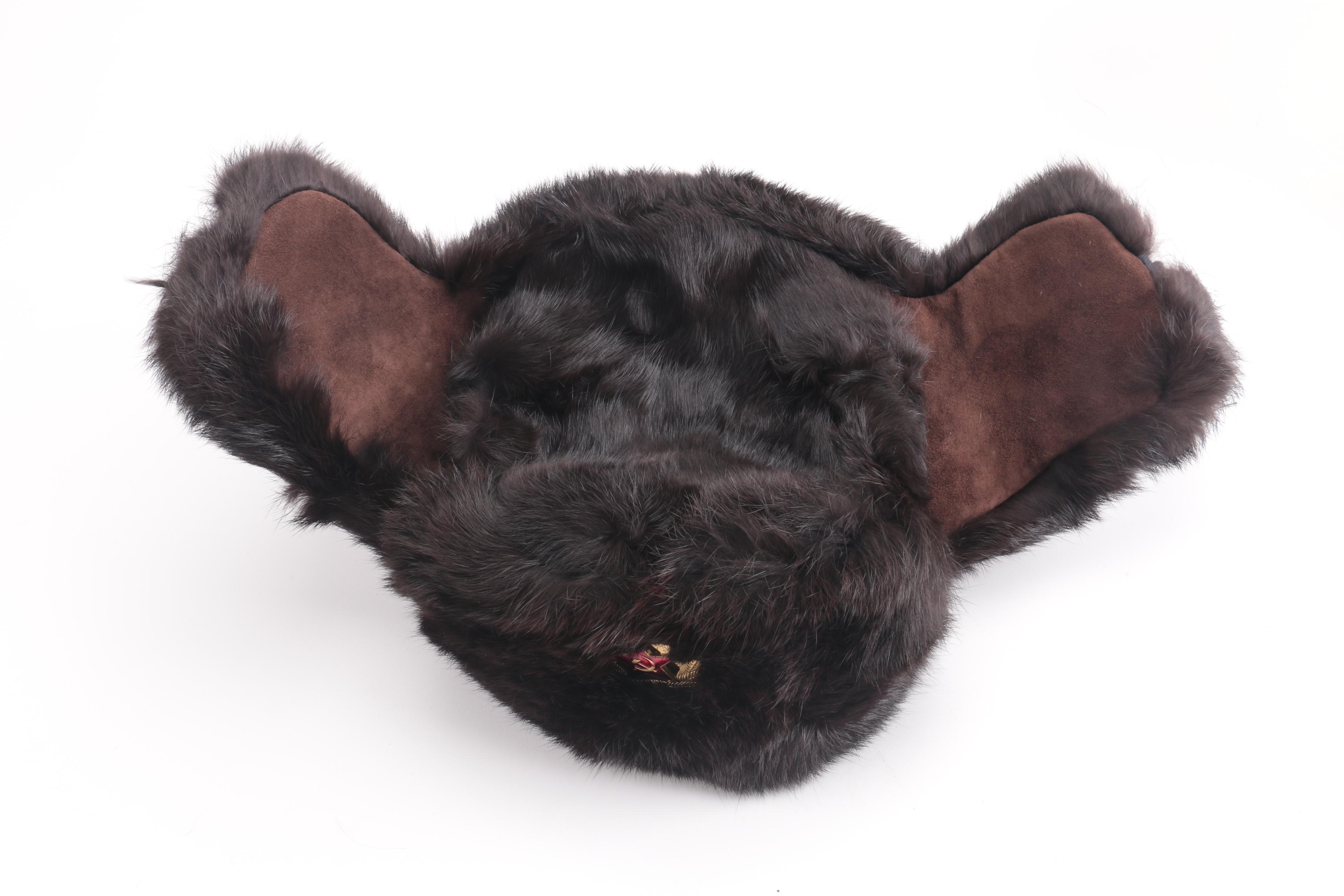 Cavanaugh Ushanka Rabbit Fur Hat With Soviet Emblem