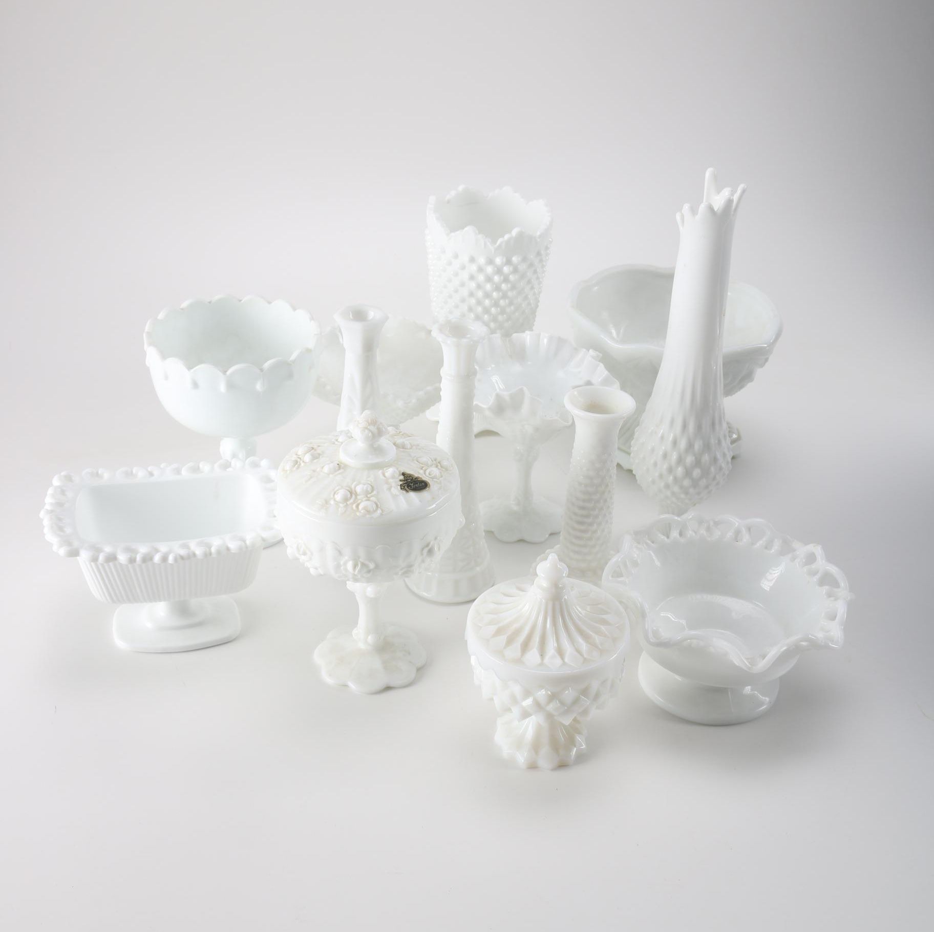 Collection of Fenton White Milk Glass
