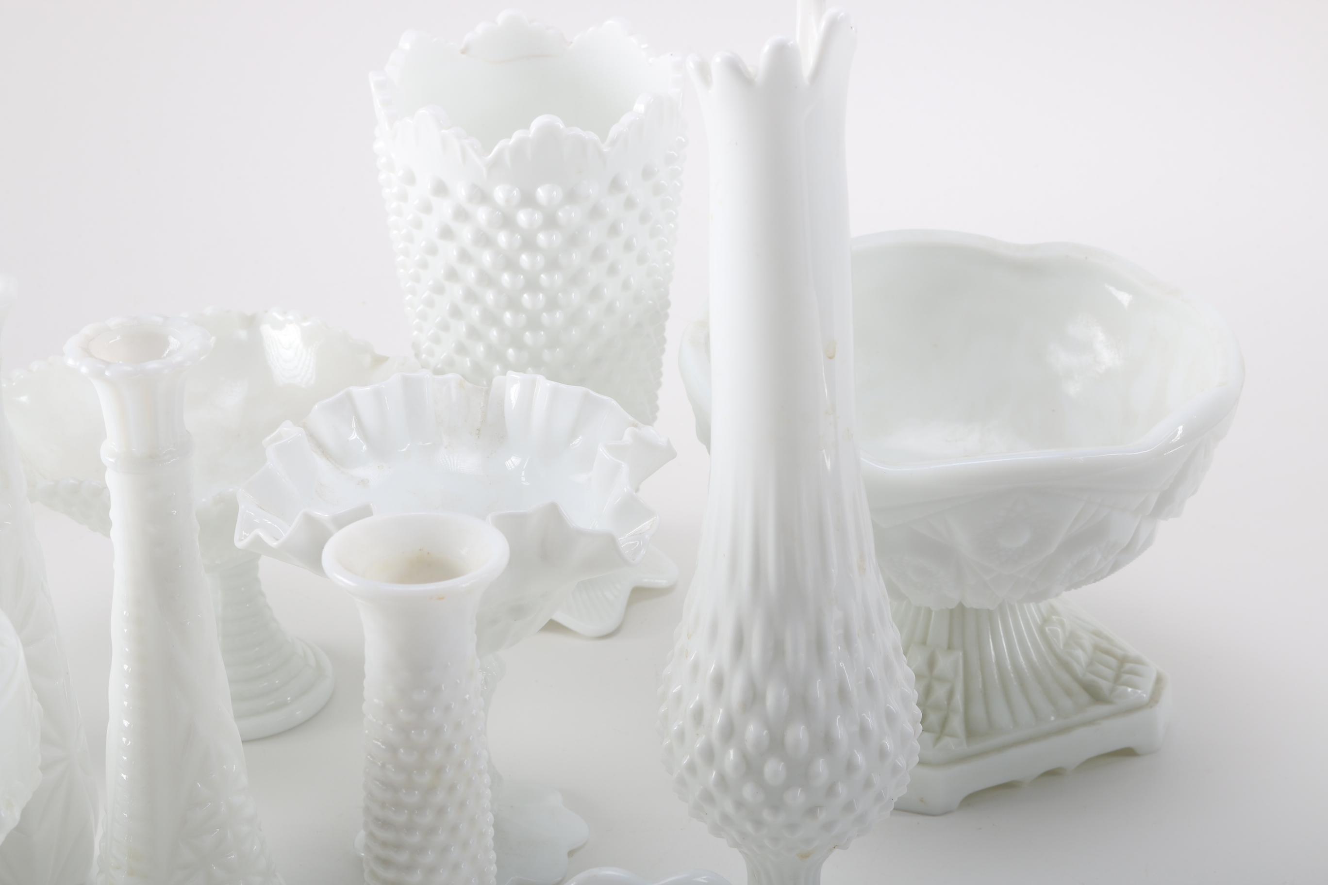Collection of Fenton White Milk Glass