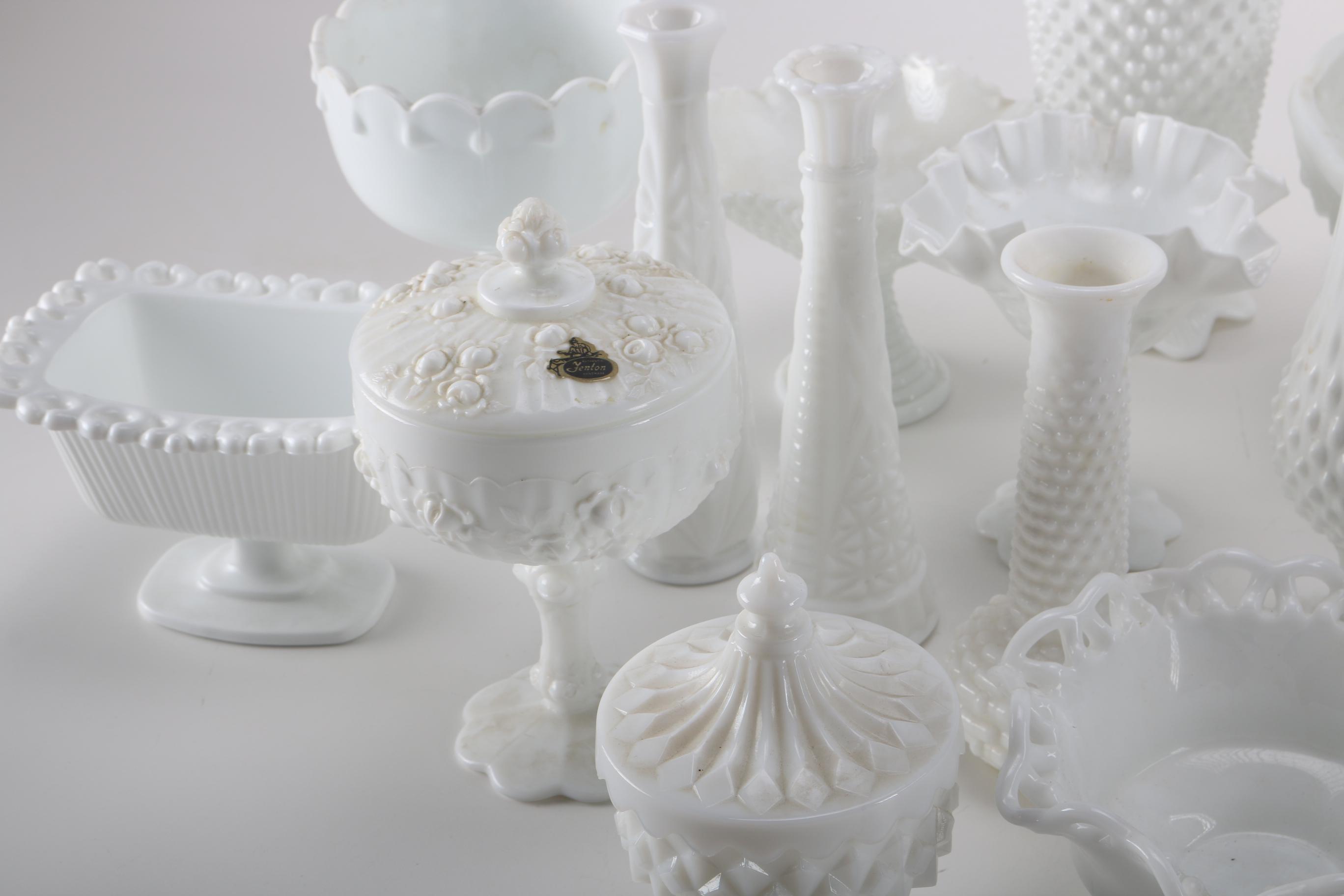 Collection of Fenton White Milk Glass