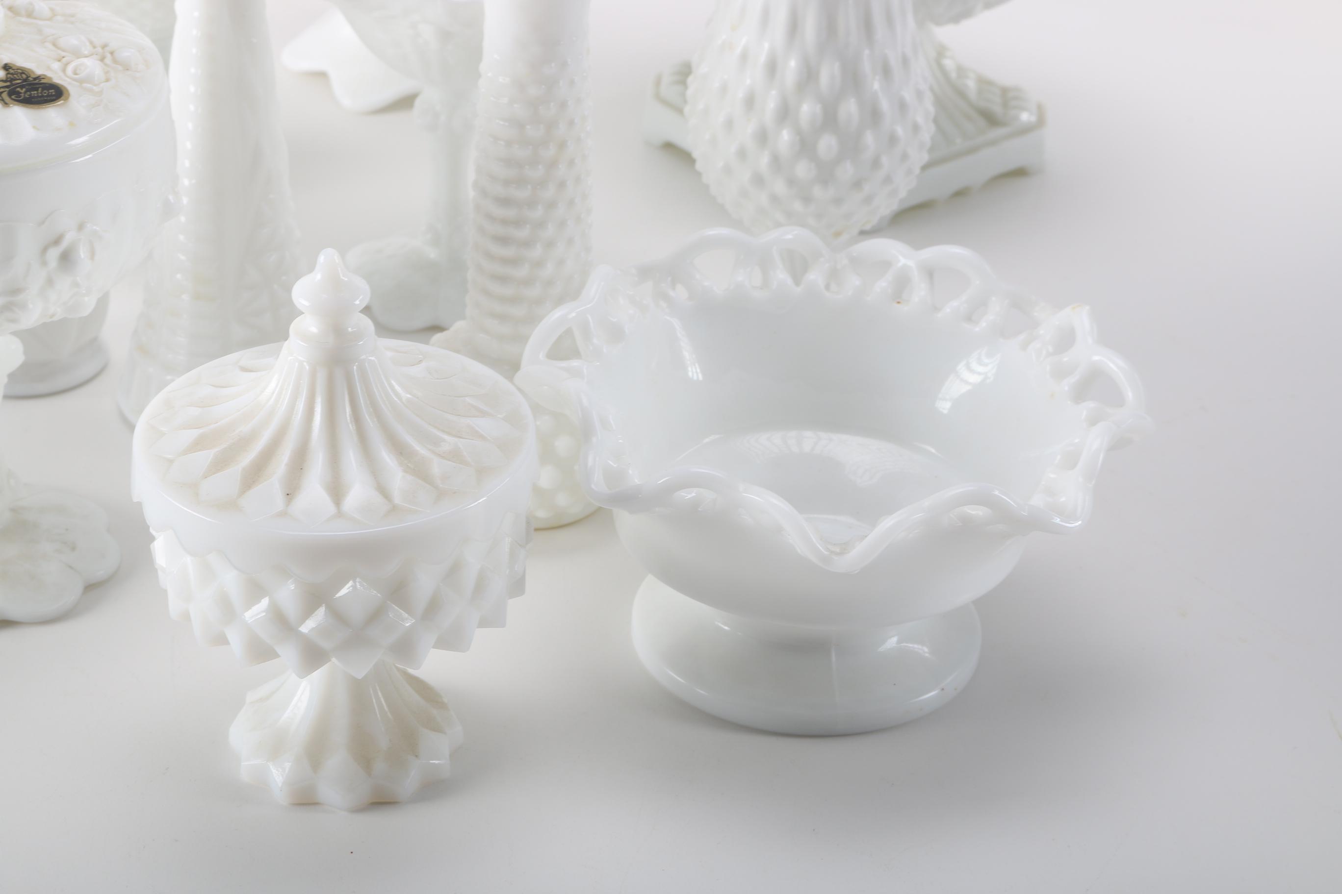 Collection of Fenton White Milk Glass