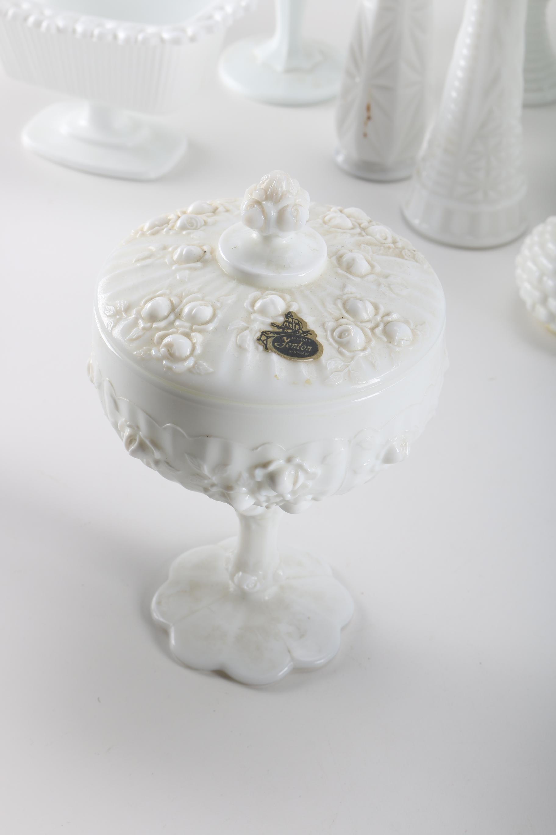 Collection of Fenton White Milk Glass