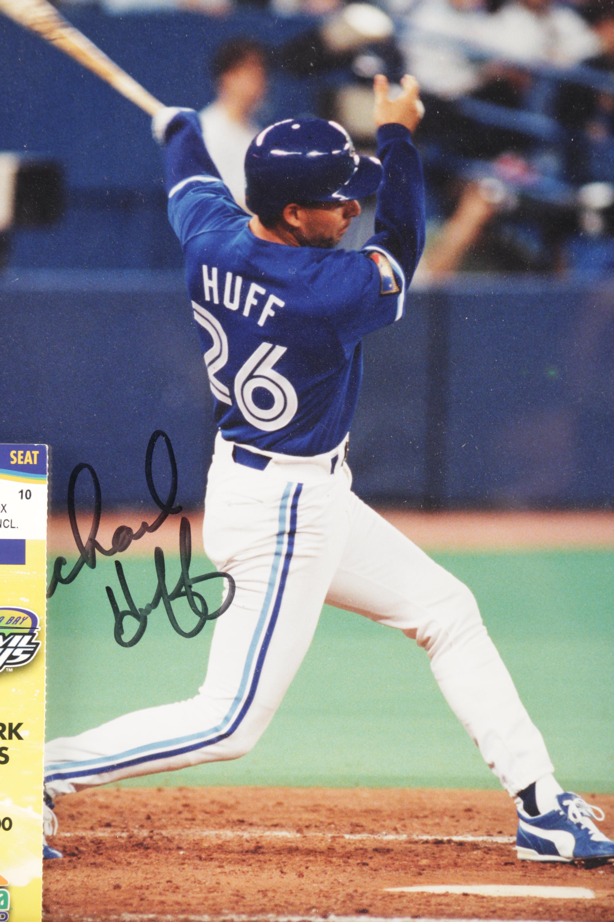 Autographed and Framed Michael Huff Photo With Ticket