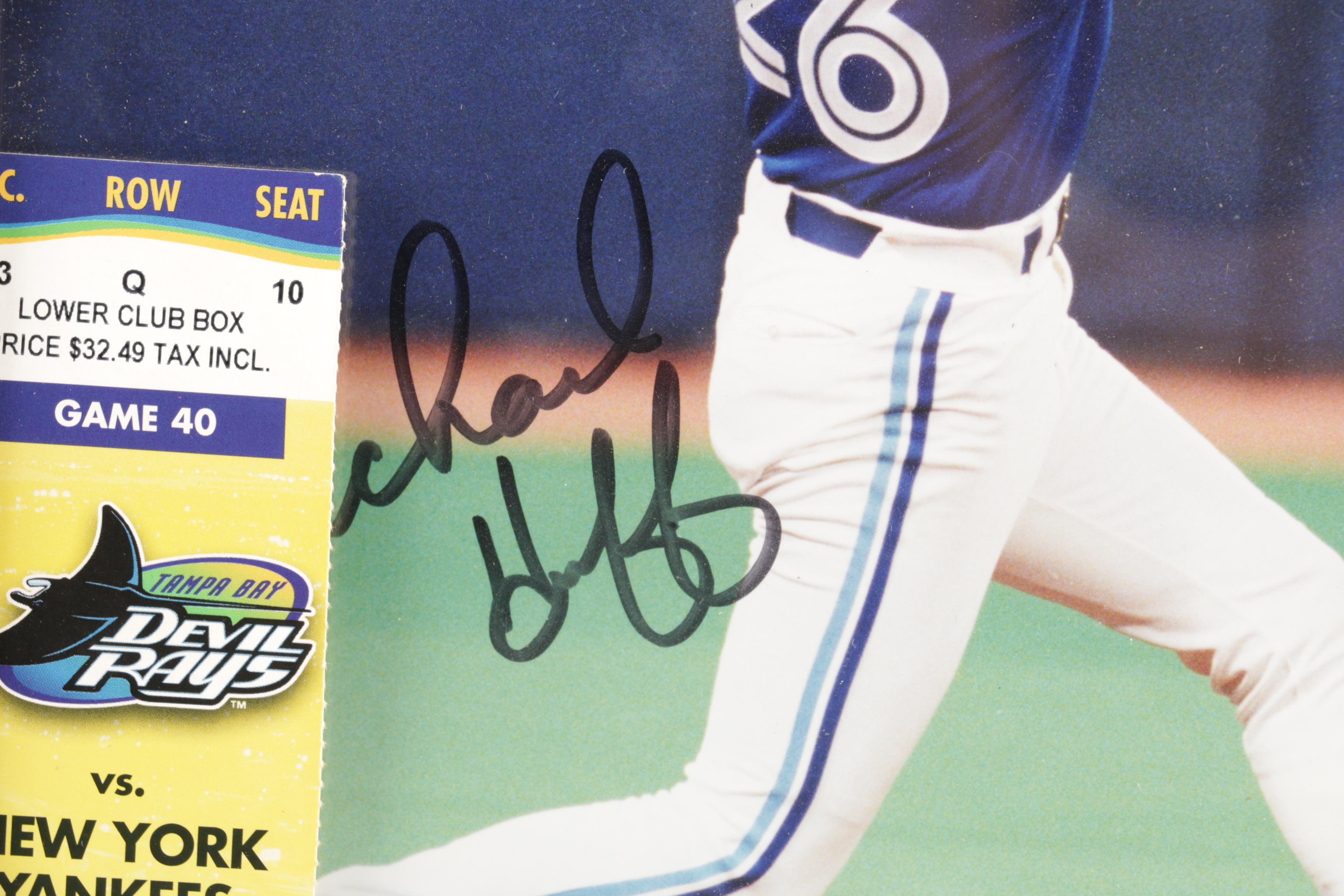 Autographed and Framed Michael Huff Photo With Ticket