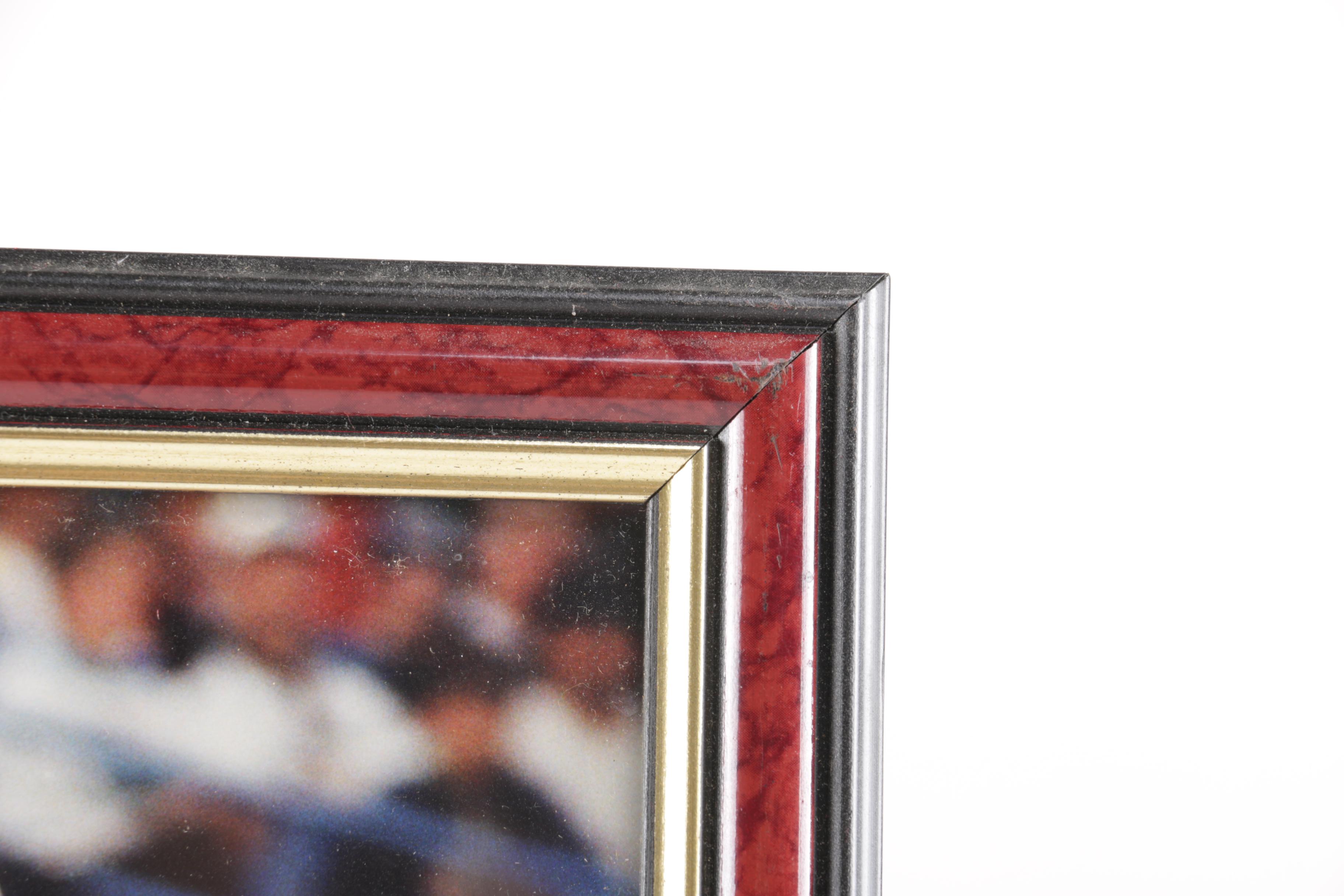 Autographed and Framed Michael Huff Photo With Ticket