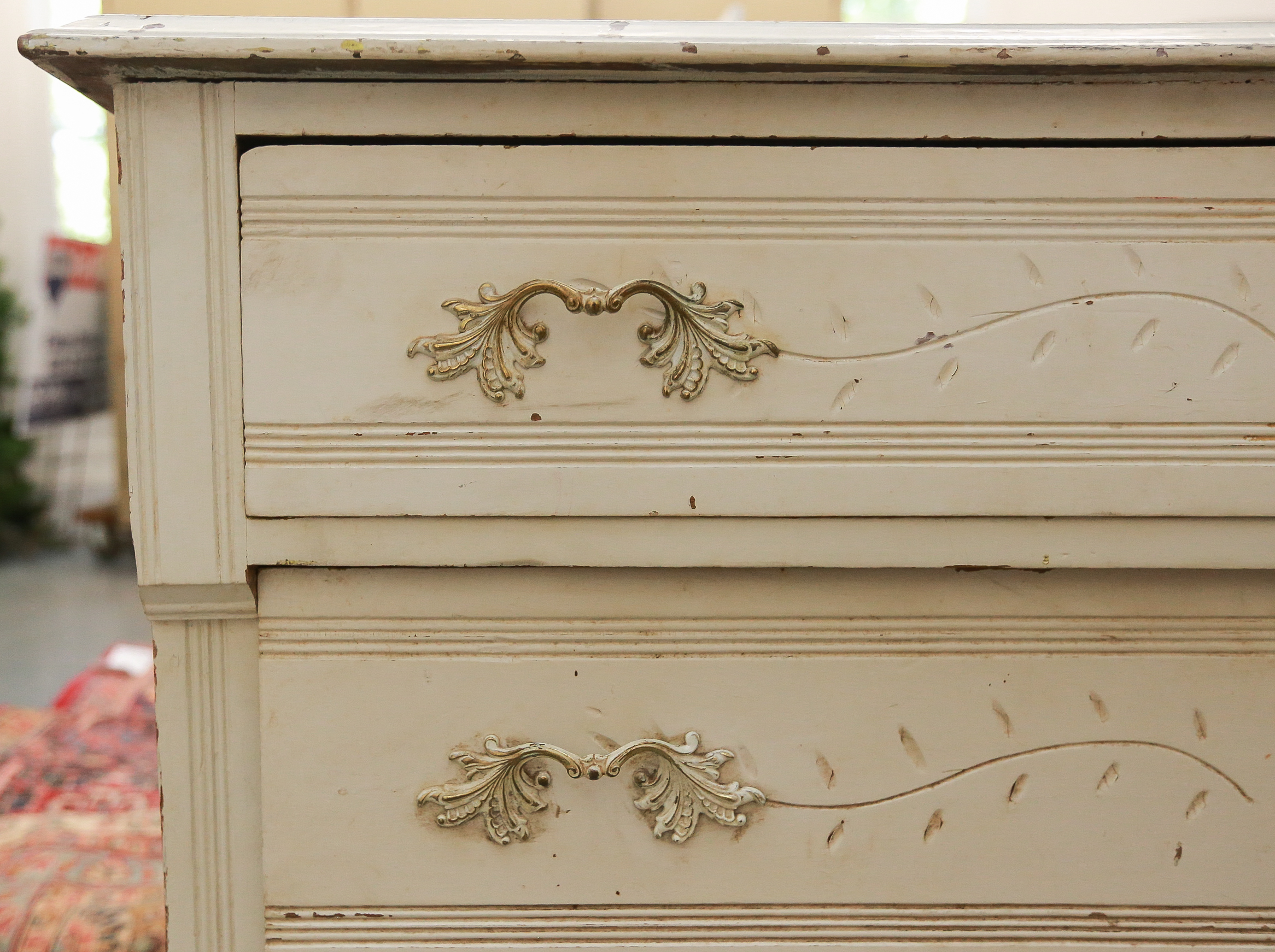 Victorian Eastlake-Style Cream-Painted Chest of Drawers
