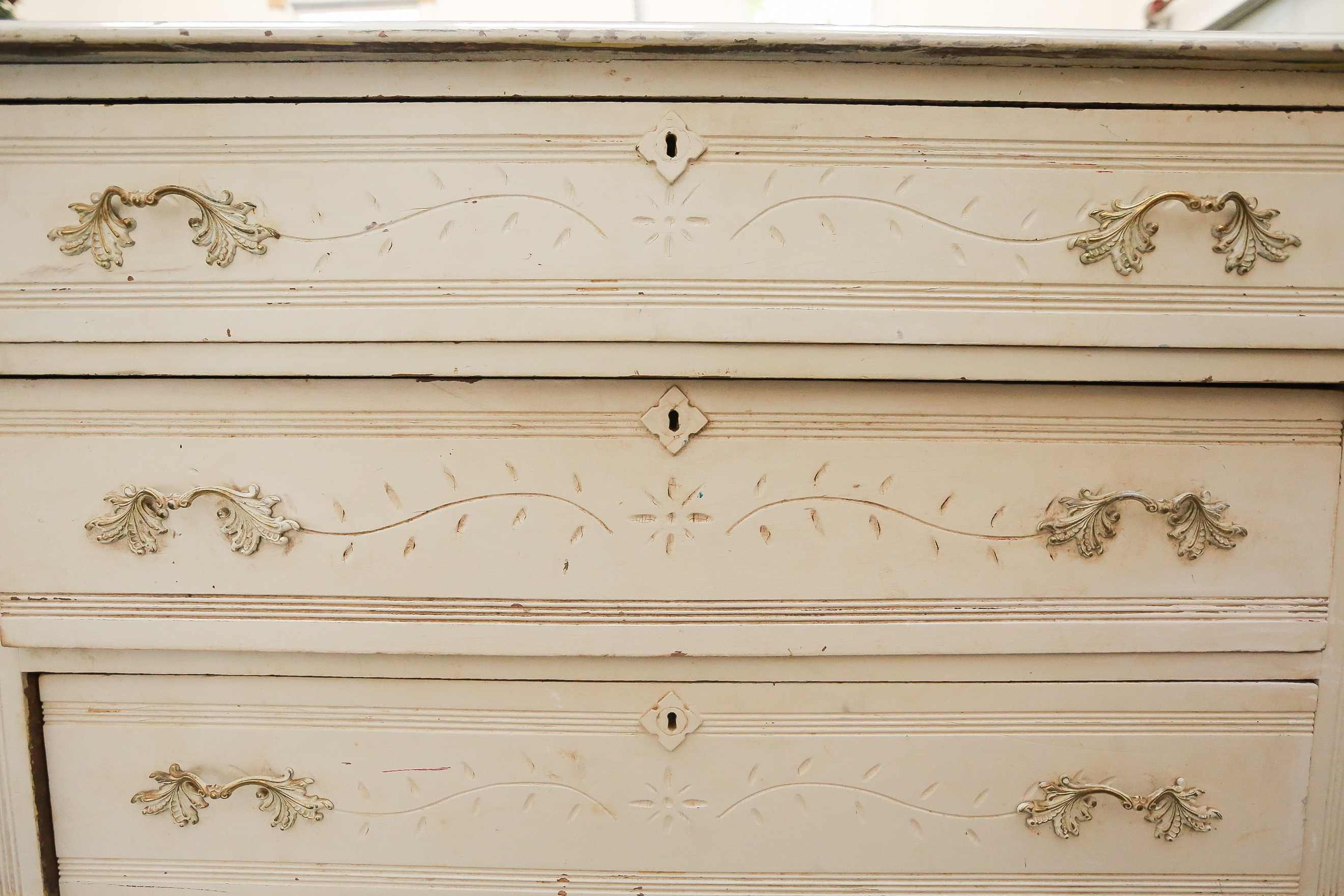 Victorian Eastlake-Style Cream-Painted Chest of Drawers