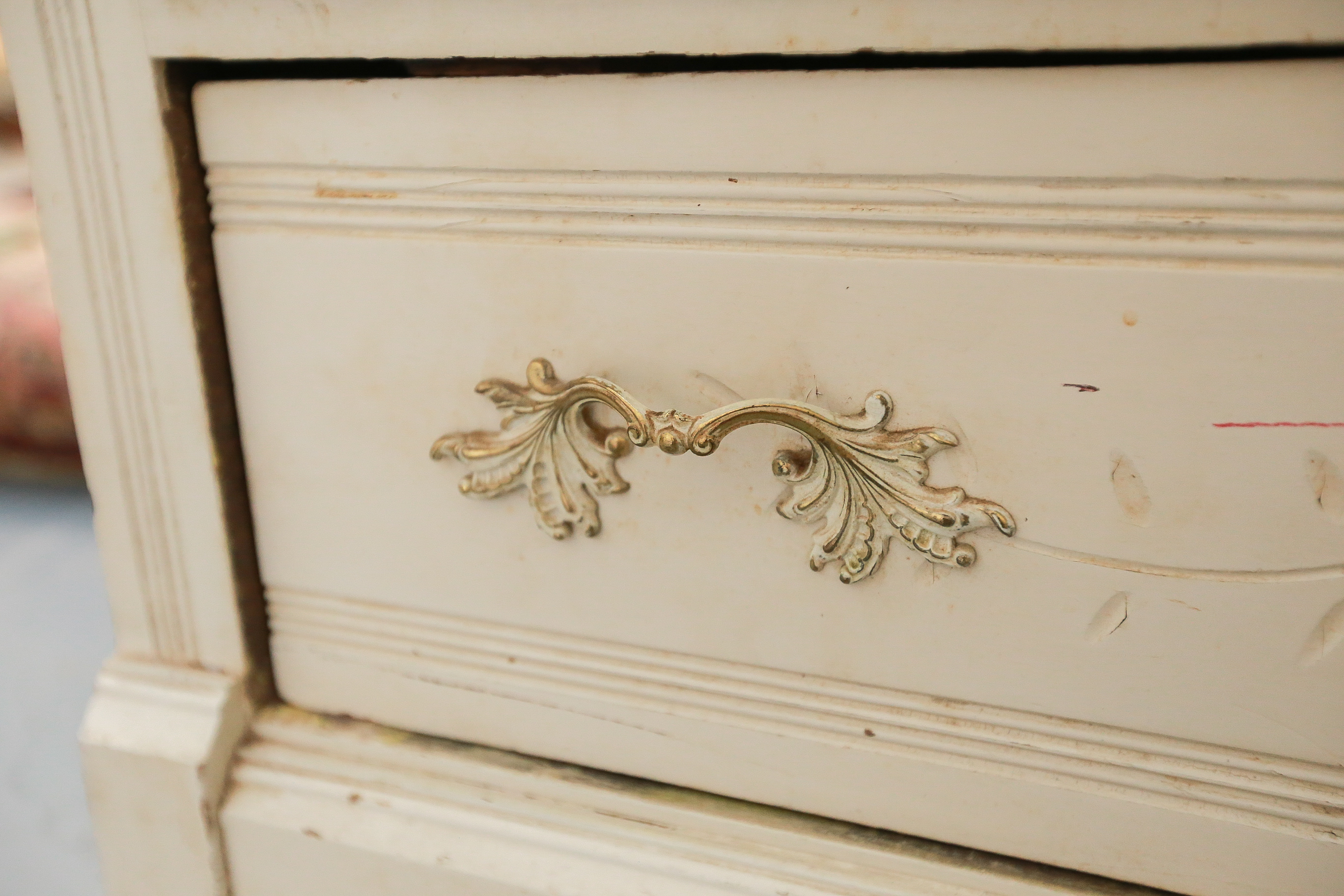 Victorian Eastlake-Style Cream-Painted Chest of Drawers