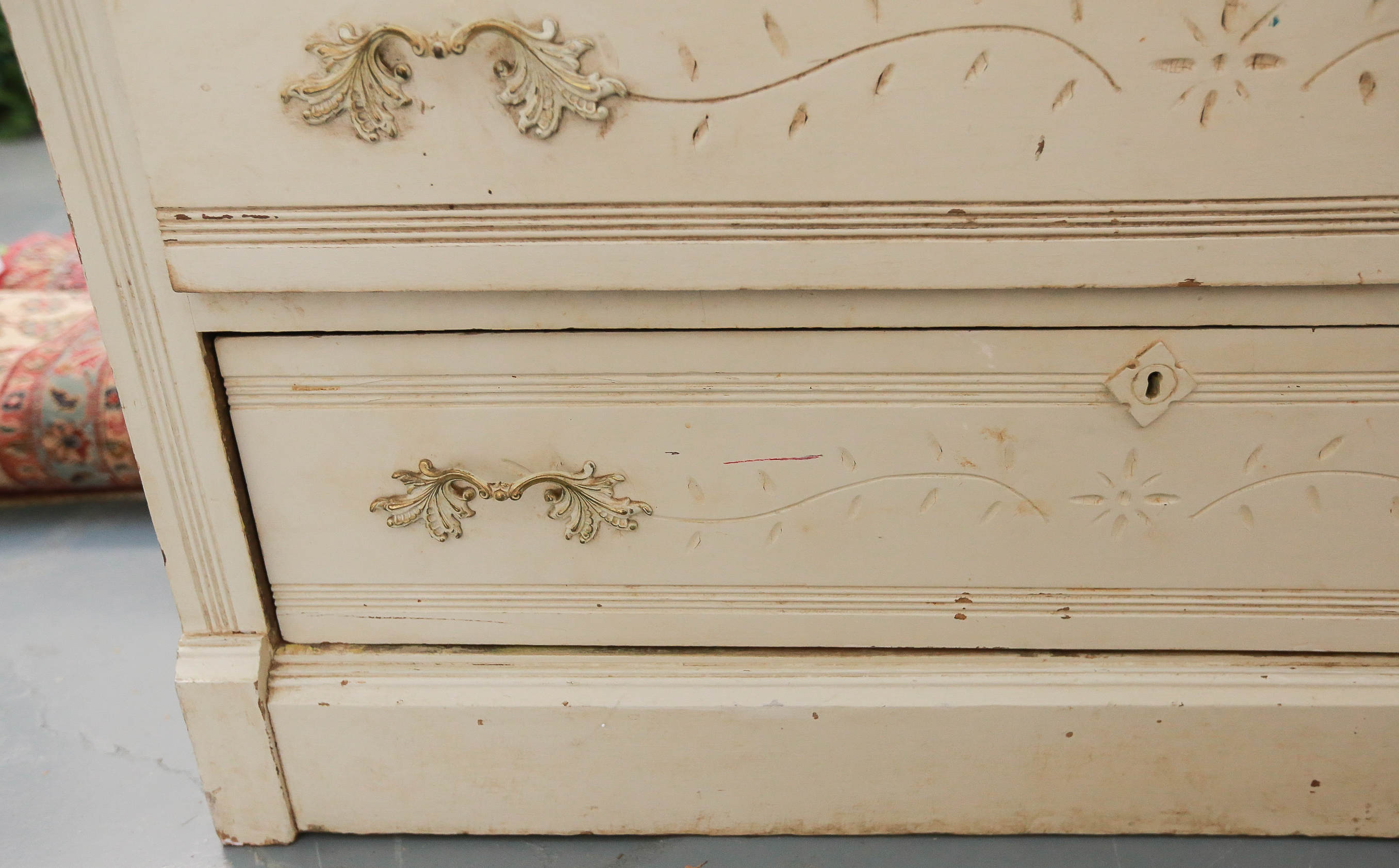 Victorian Eastlake-Style Cream-Painted Chest of Drawers