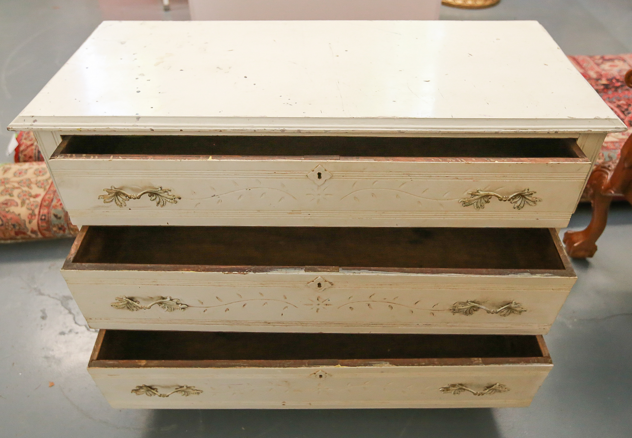 Victorian Eastlake-Style Cream-Painted Chest of Drawers
