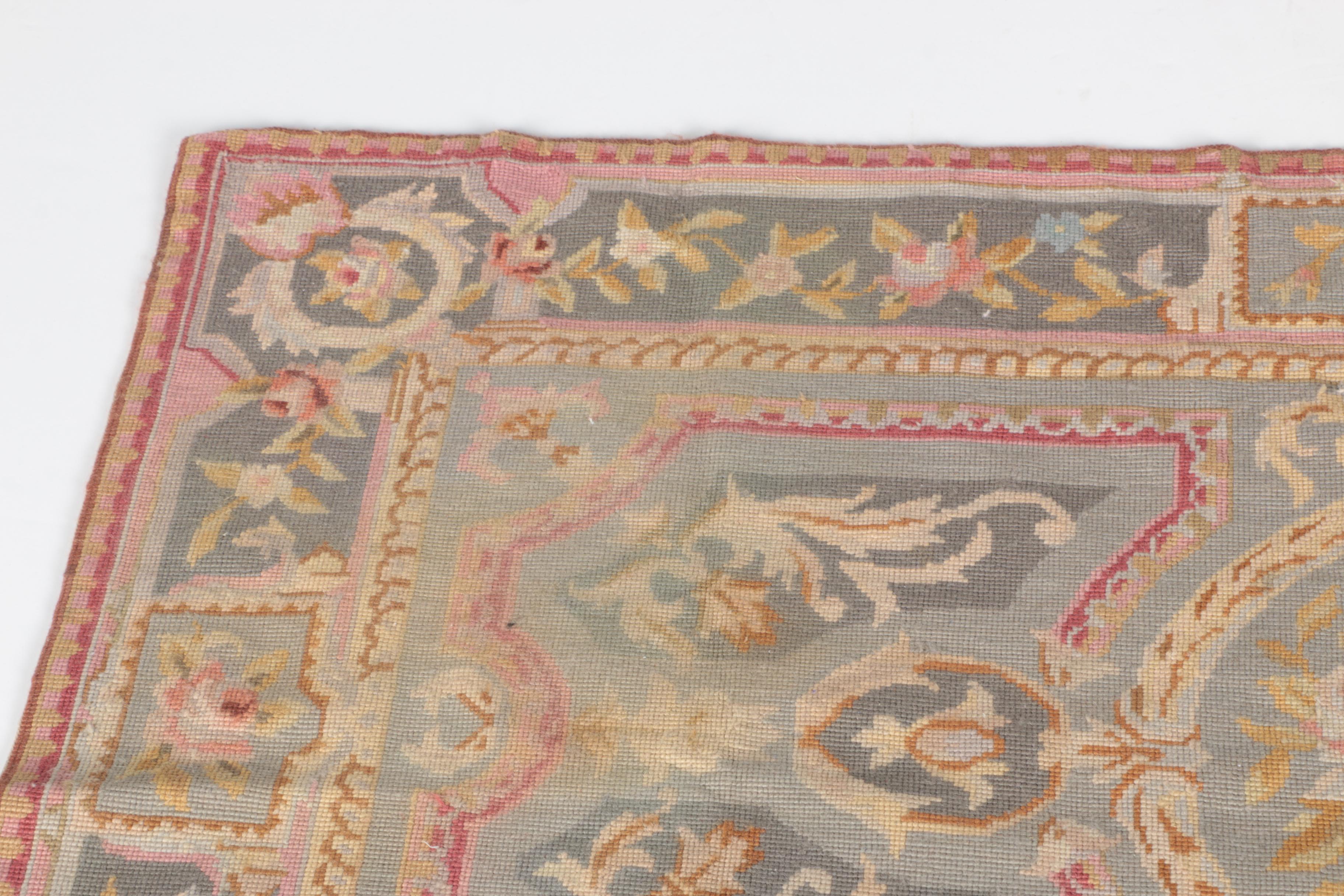 Handmade Floral Aubusson Wool Area Rug
