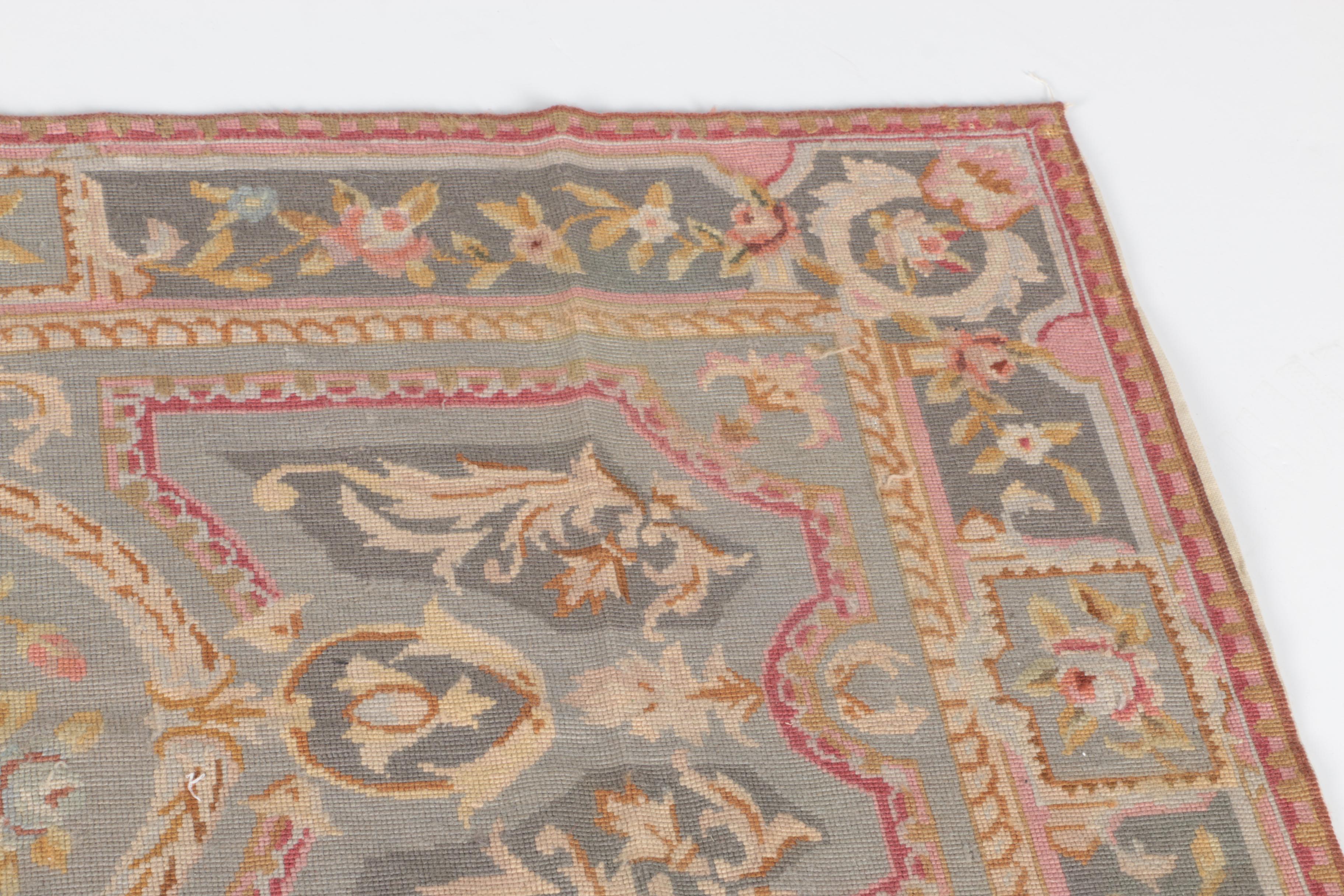 Handmade Floral Aubusson Wool Area Rug