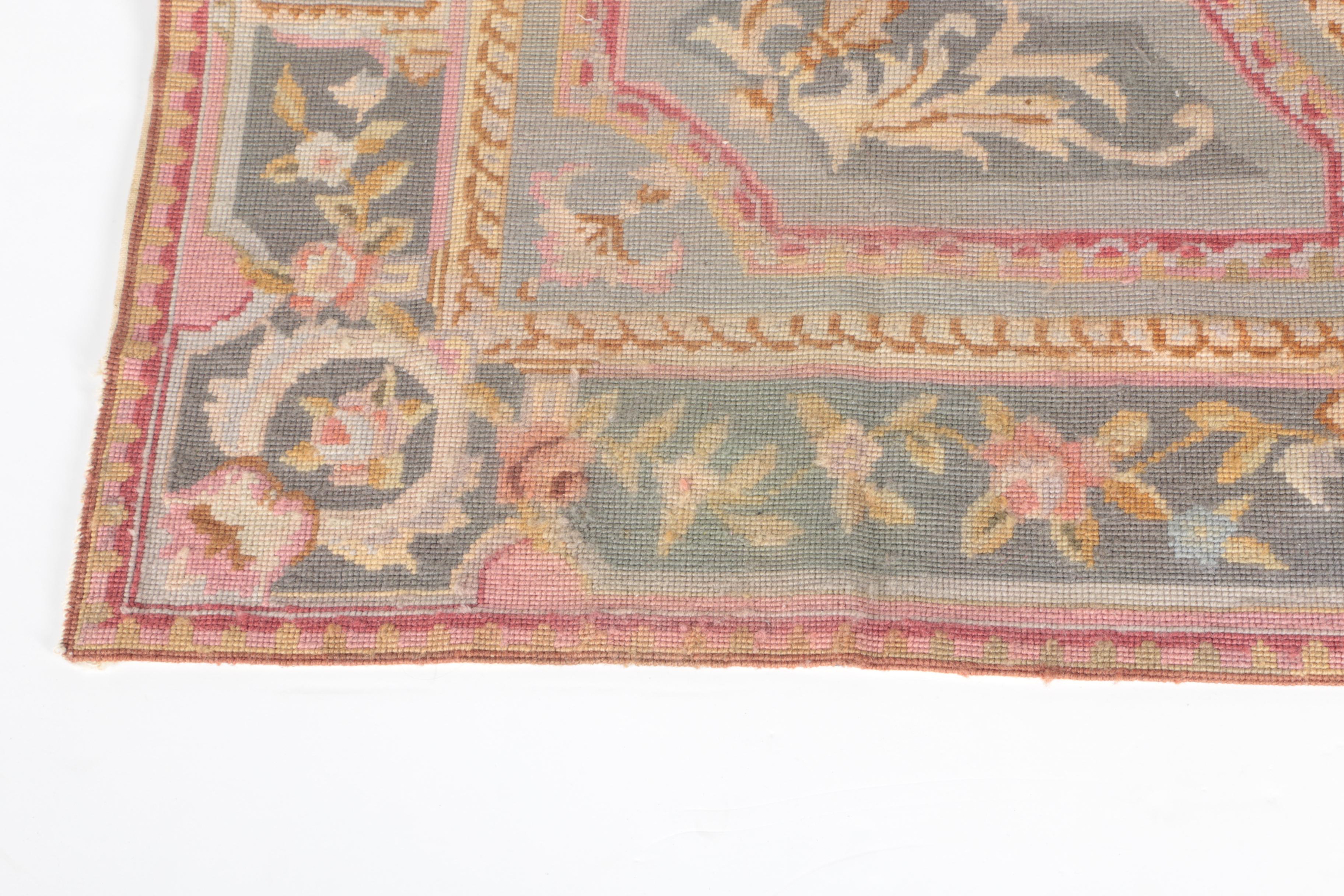 Handmade Floral Aubusson Wool Area Rug