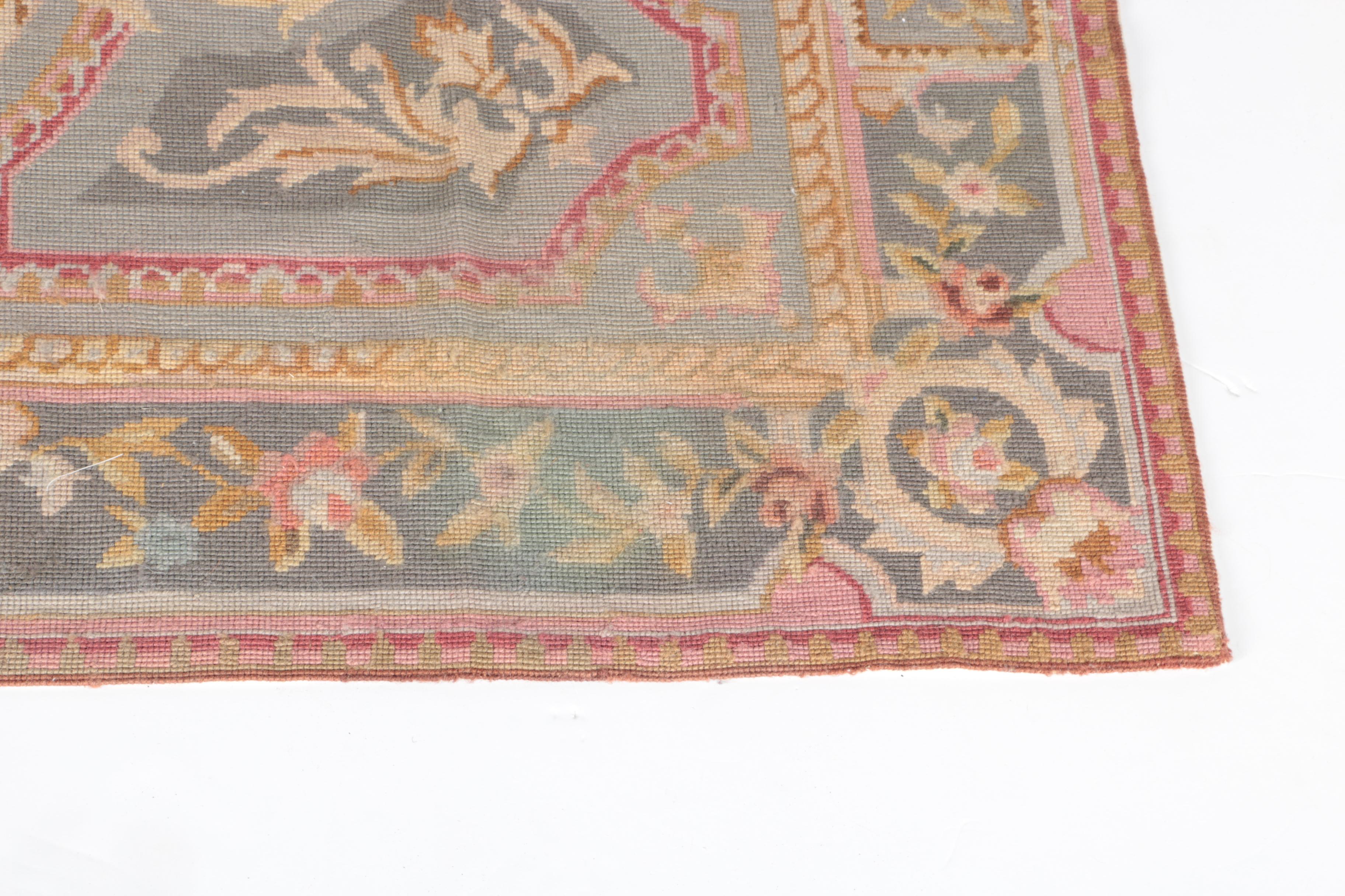 Handmade Floral Aubusson Wool Area Rug