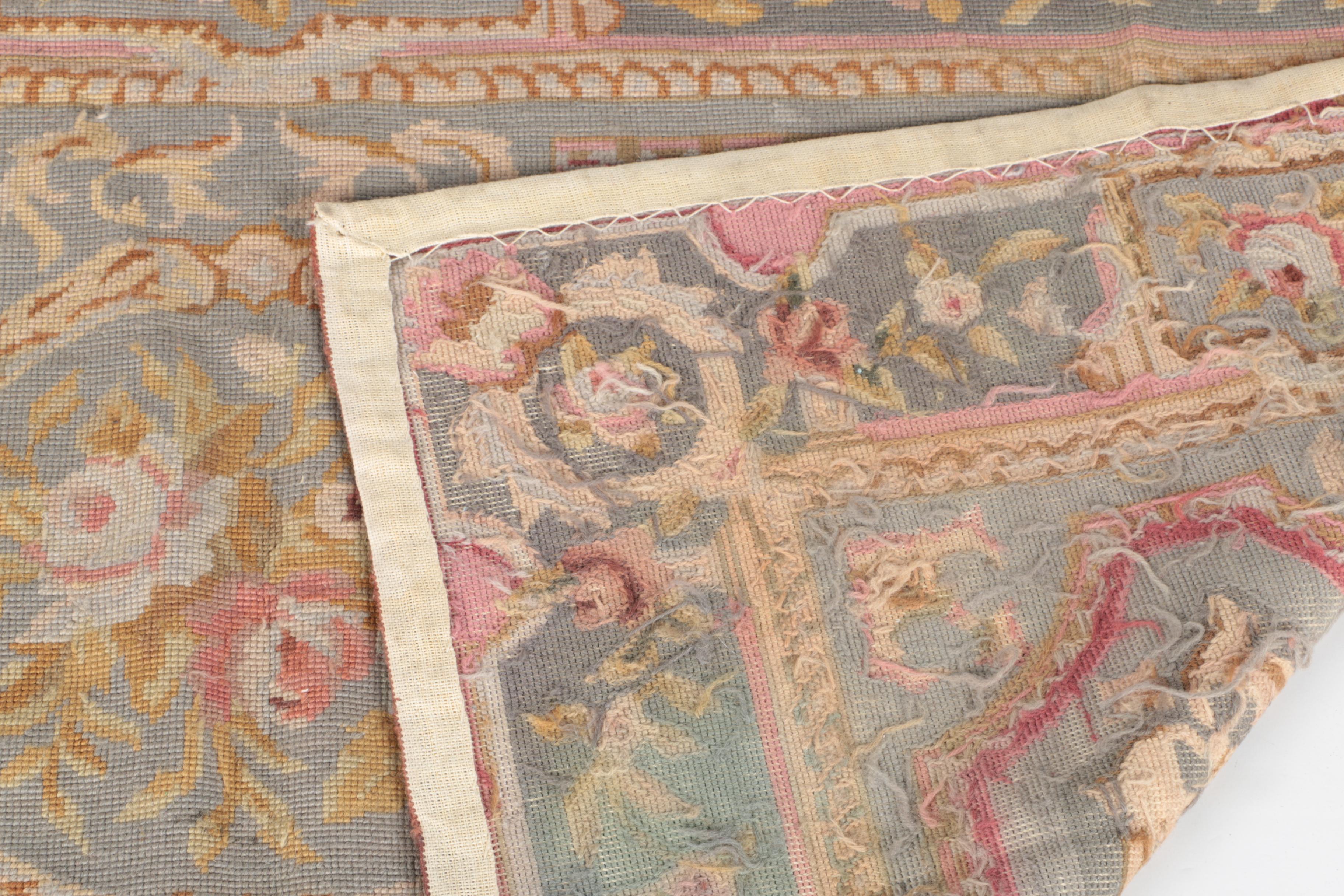 Handmade Floral Aubusson Wool Area Rug