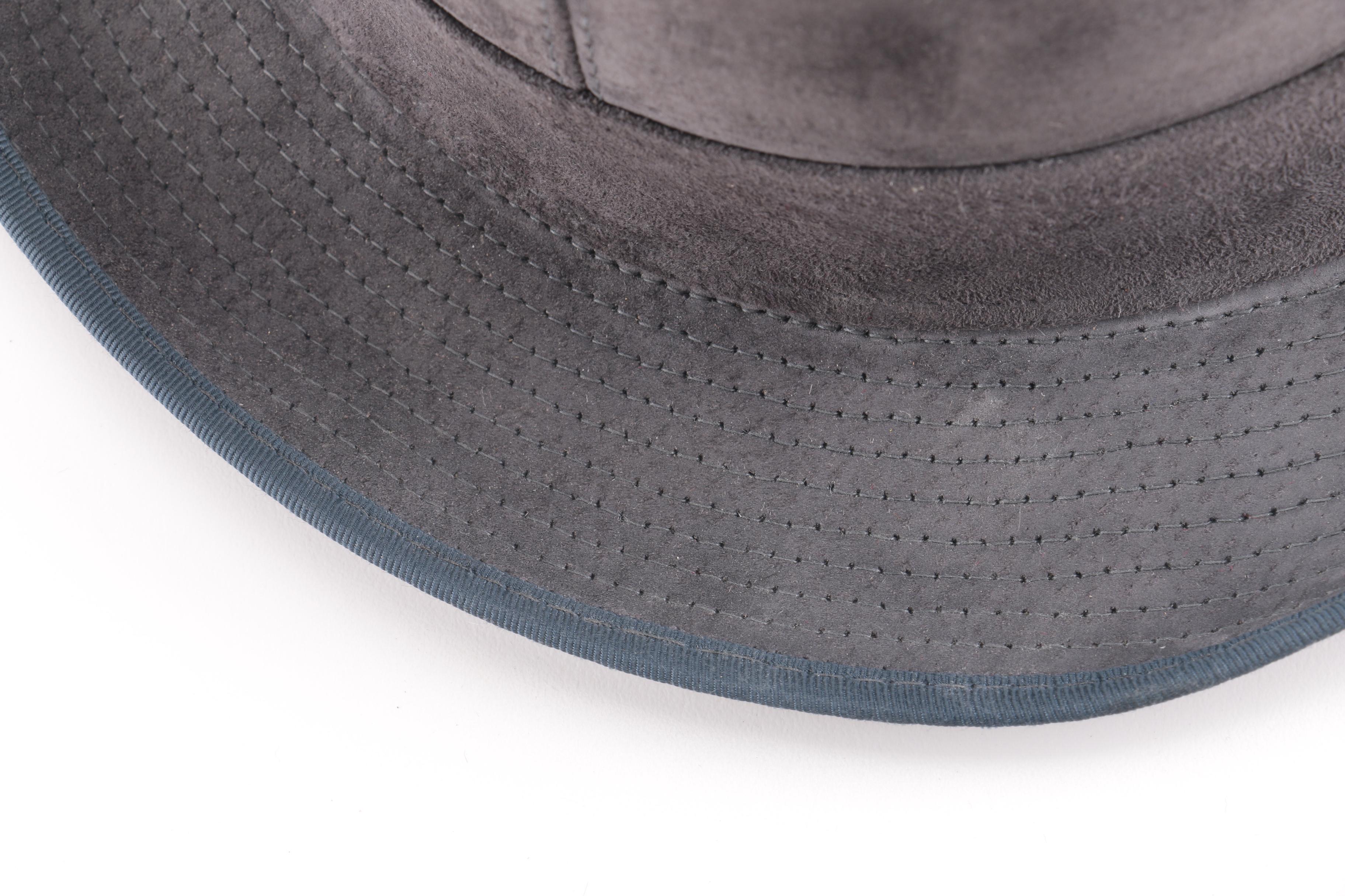 Three Black, Brown, And Gray Suede Fedoras
