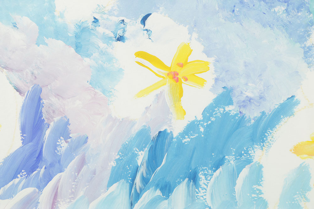 Acrylic Painting on Paper of Floral Abstract Scene