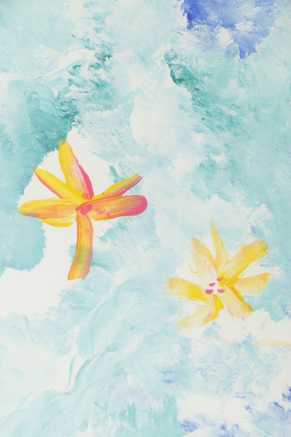 Acrylic Painting on Paper of Floral Abstract Scene