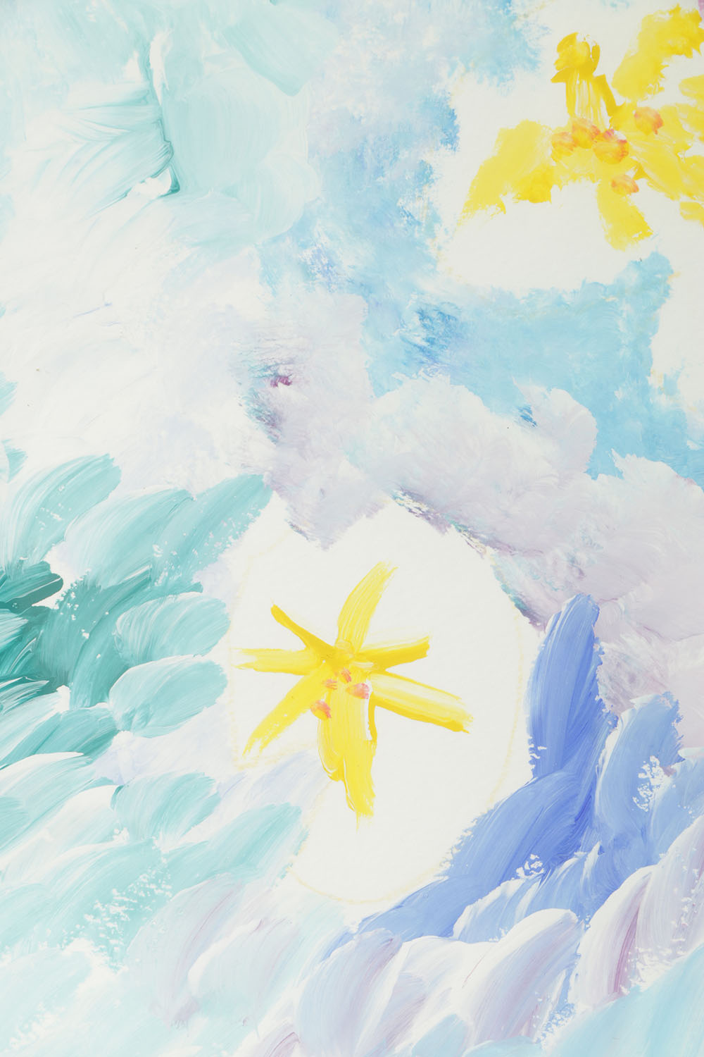 Acrylic Painting on Paper of Floral Abstract Scene