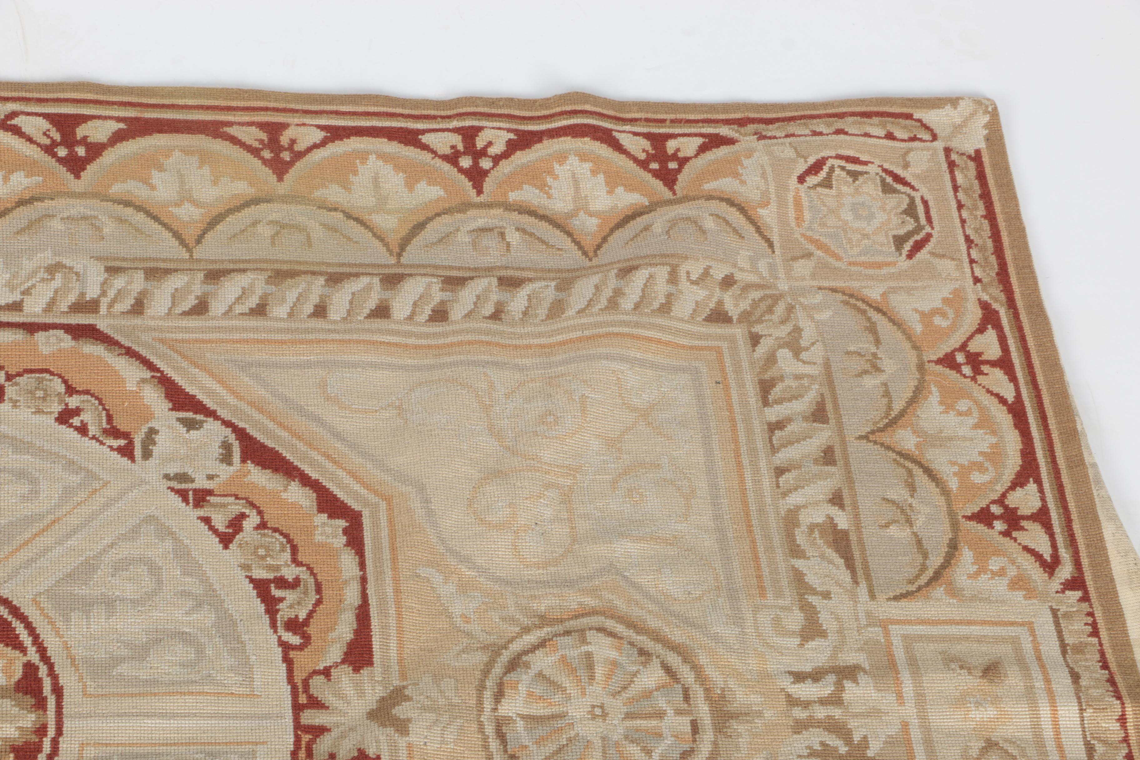 Handmade Aubusson-Style Accent Rug