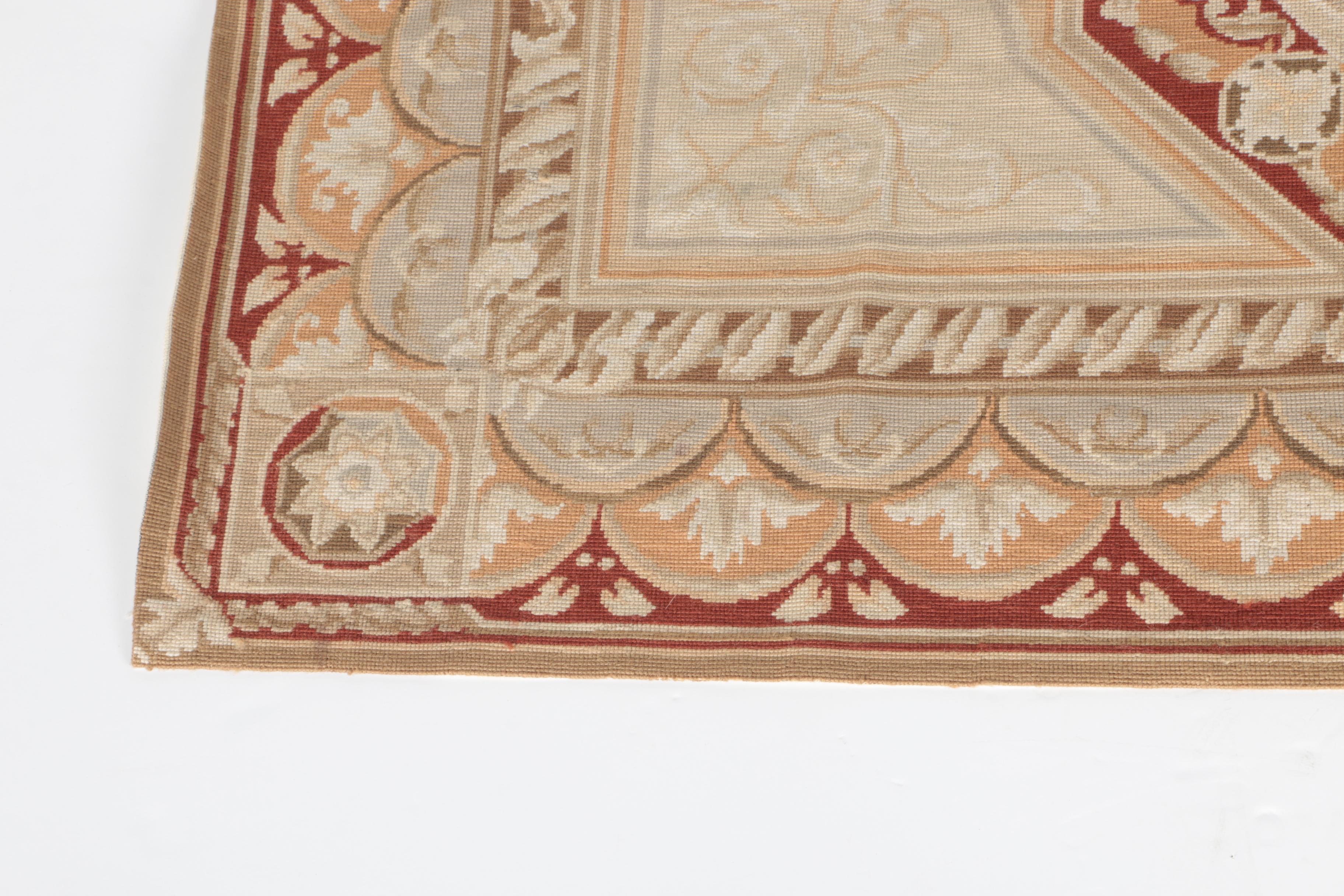 Handmade Aubusson-Style Accent Rug
