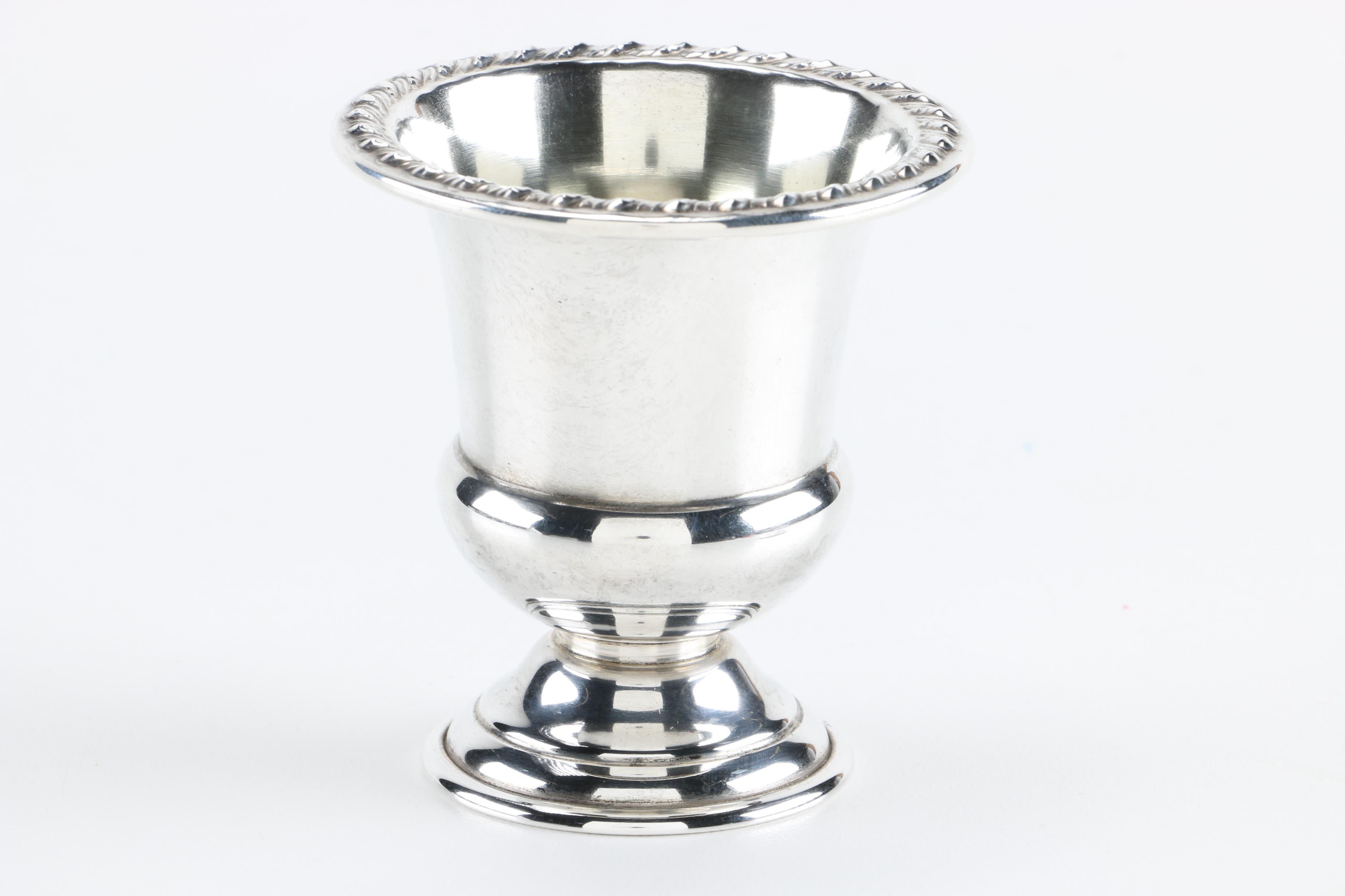 Sterling Silver Toothpick Cup and Matching Saucers